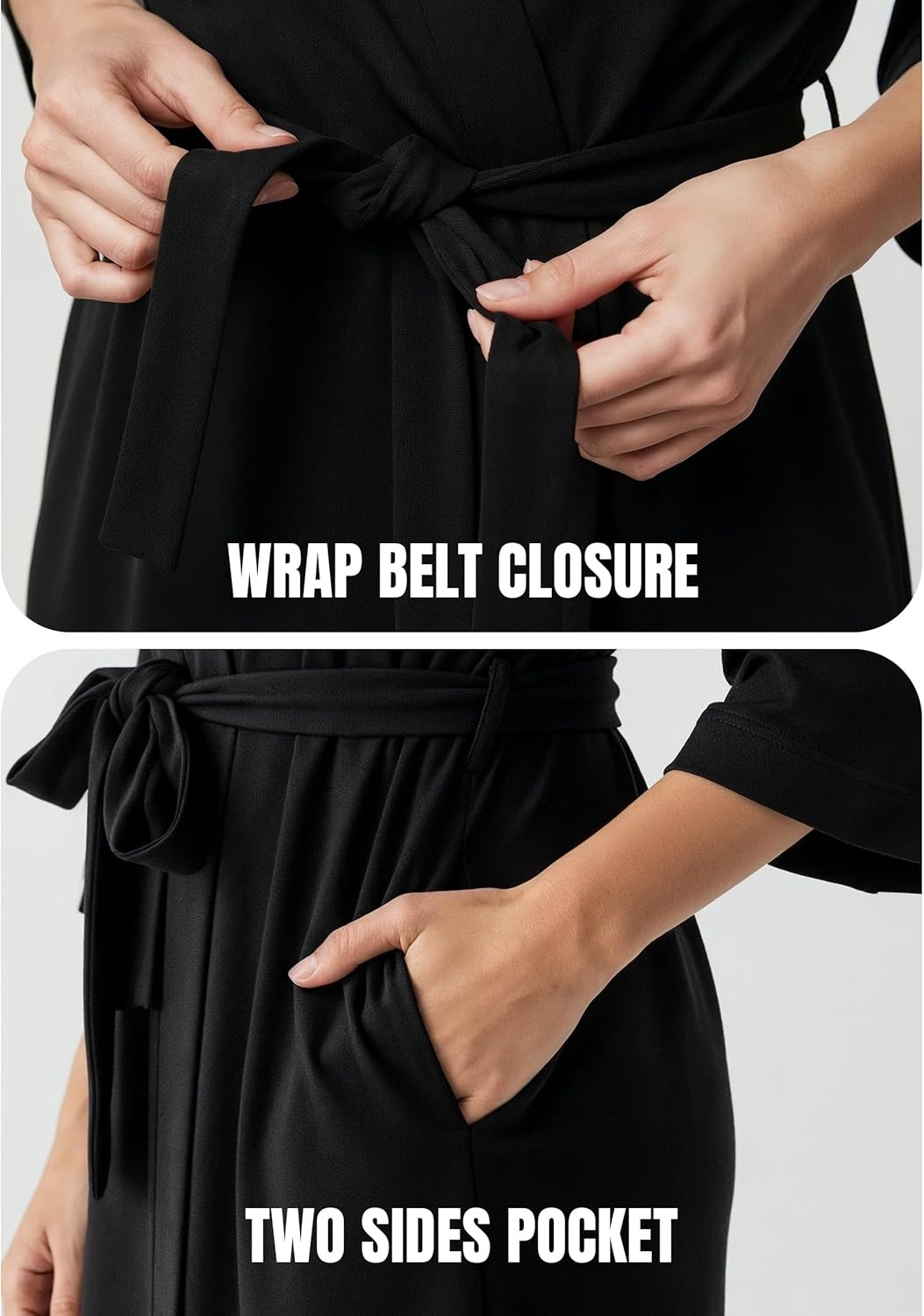 NY Threads Women's Robe Long Knit Bathrobe 3/4 Sleeves Soft Kimono Lightweight Loungewear - Image 4