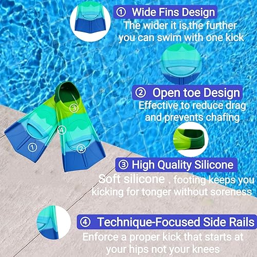 Miniatura 7 de Fadgesy Swimming Training Fins,Comfortable Silicone Flippers for Swimming and Diving,Size Suitable Kids Girls Boys Adult