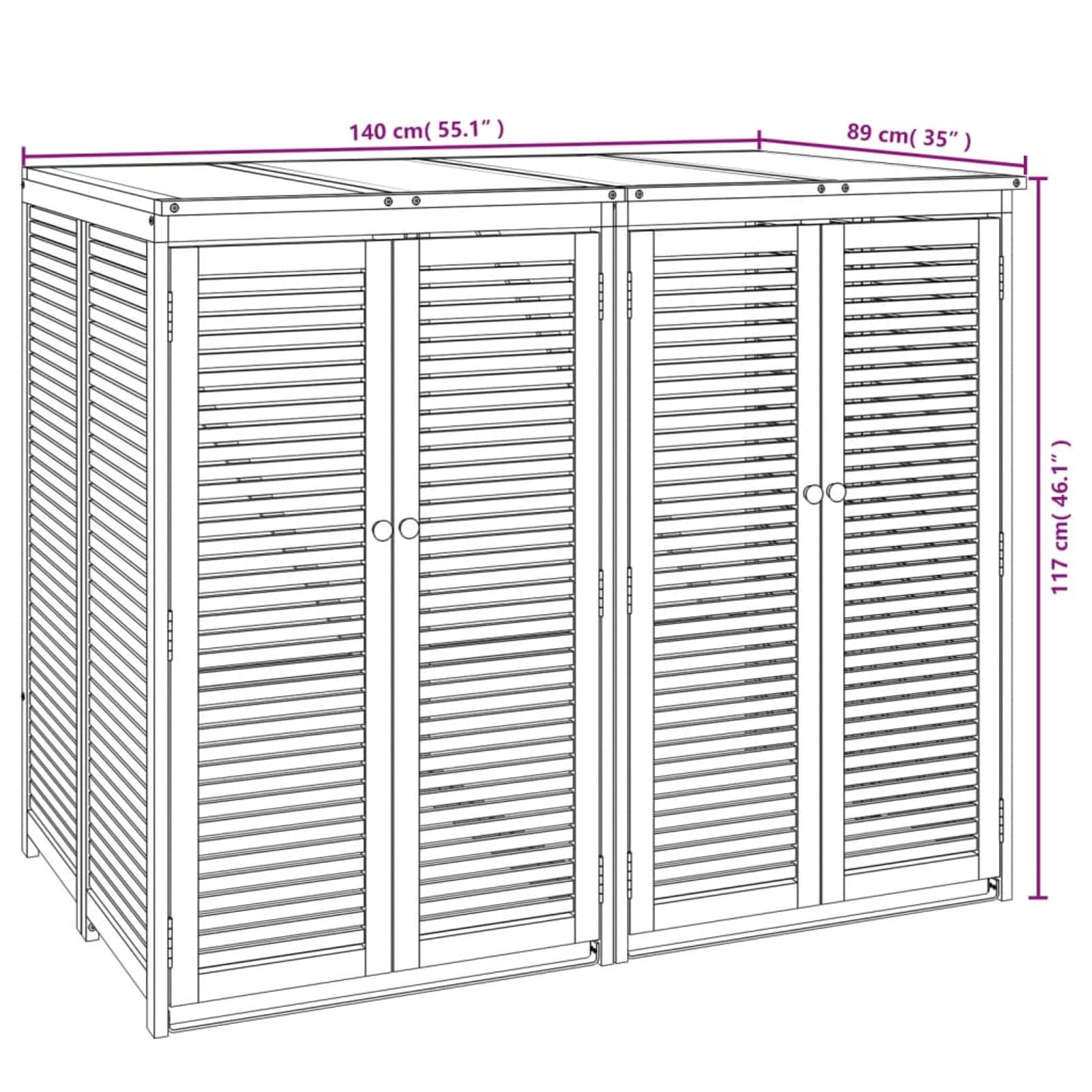 Festnight Mülltonnenbox 2er Mülltonnenverkleidung Mülltonnecontainer Holz 240L Müllcontainer Mülltonnenschrank Müllbox Draußen Massivholz Akazie (2 Tonnen)