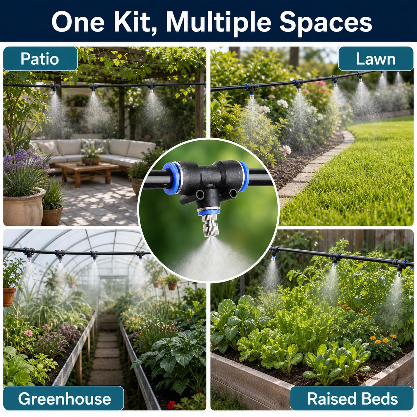 Brumisateur Terrasse Exterieur,Systeme Arrosage Goutte A Goutte,SystèMe D'Irrigation Jardin,Leak-Proof and Rust-Proof,pour Plantes D'ExtéRieur,Pelouse Et Jardin