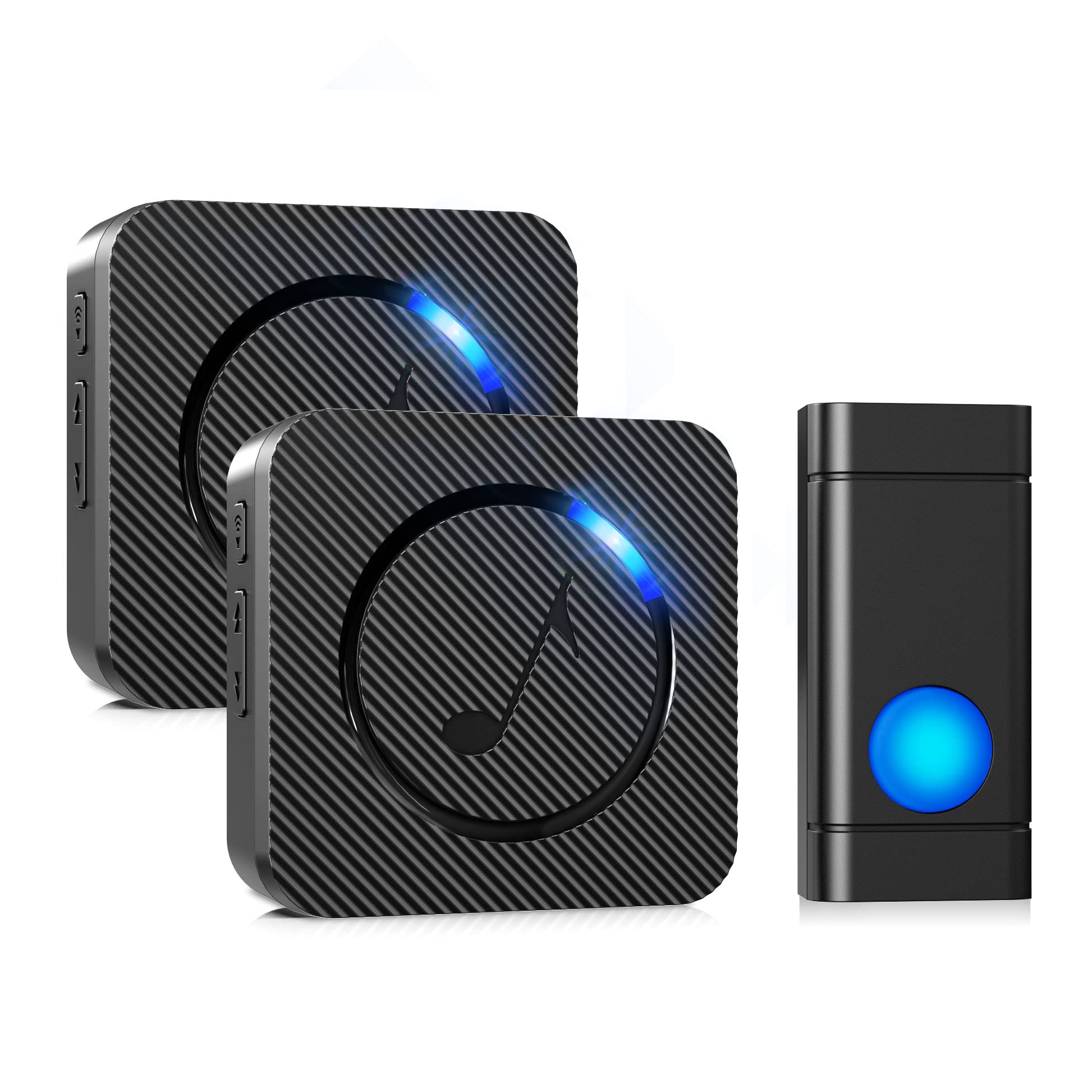 Wireless Doorbell, Waterproof Mini Doorbell Chime Kit Operating at 1000FT, 58 Chimes&5 Volume Level with LED Indicator, 2 Plug-in Receivers, Door Bell Alarm Suitable for Classroom/Business