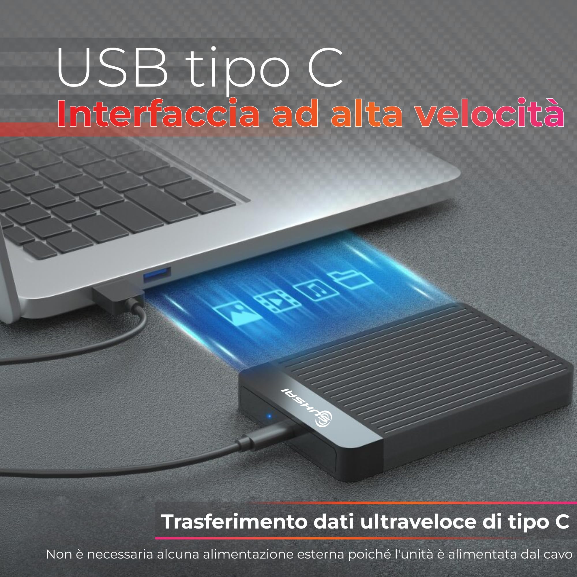 SUHSAI Disco Rigido Esterno Portatile USB 3.1, Backup/Archiviazione di Disco Rigido da 2,5", Disco Rigido Sottile HDD da 500 GB Compatibile con MacBook, PC, Laptop, Desktop, Chromebook (Nero)