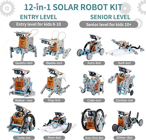 Miniatura 5 de Lucky Doug Kit de robot solar STEM 12 en 1 regalos para niños de 8 9 10 11 12 13 años conjunto de experimentos científicos de construcción educativa