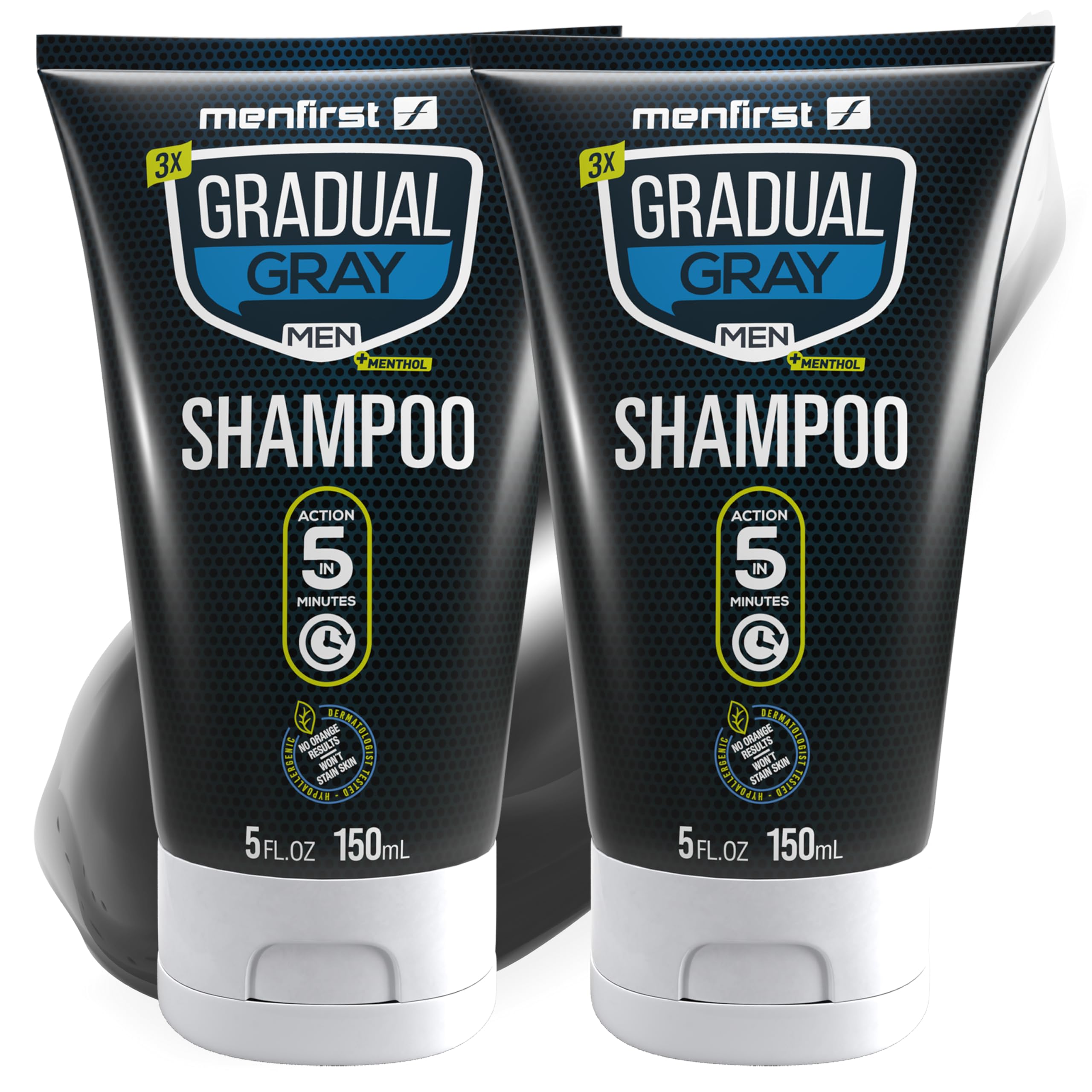 Gradual Gray Shampoo - Gray Hair Darkening Shampoo, Reverse Gray Hair Shampoo - Hypoallergenic & Harsh Chemical-Free, Gray Reducing Shampoo for Men - For Dark Shades - 5 Fl Oz (Pack of 2)