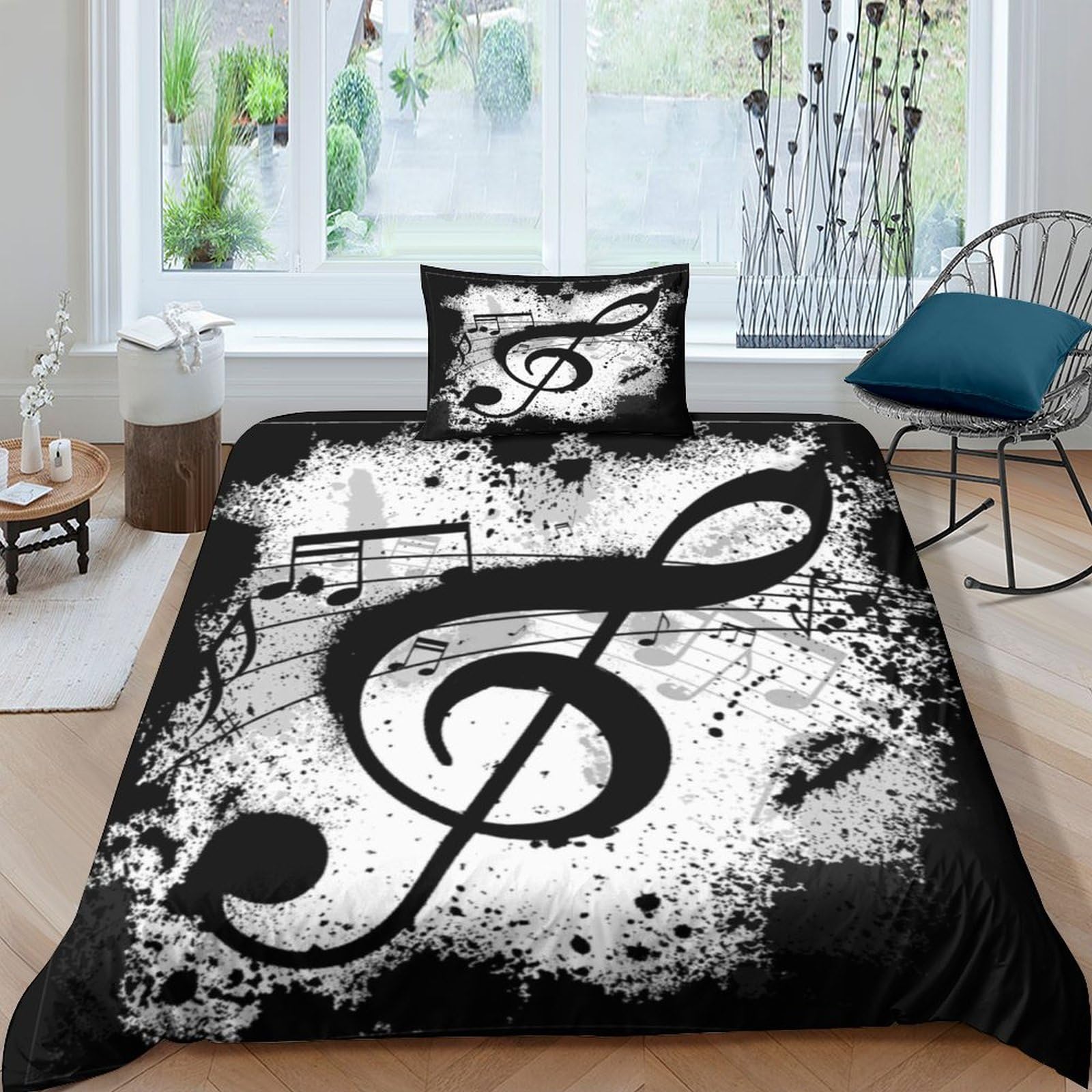 Housse de couette musique microfibre respirante et infroissable avec fermeture éclair pratique