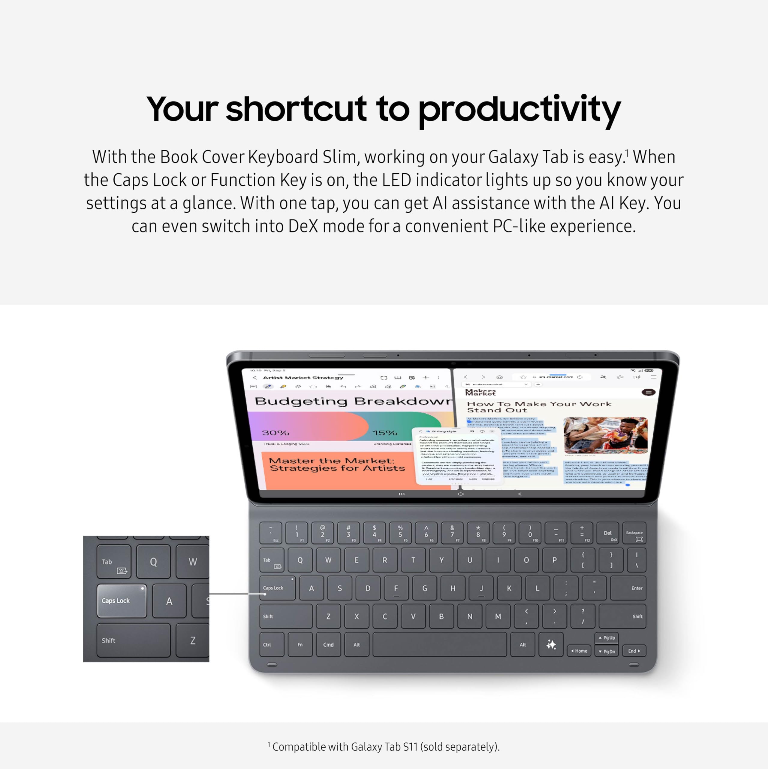Samsung Galaxy Tab S11 Book Cover Keyboard Slim, Black : Amazon.ca