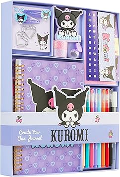 Hello Kitty Kuromi DIY Journal Kit for Girls Tweens, Sanrio A5 Spiral Notebook with Stickers, Stationery Set, Cute Art & Crafts Supplies, Diary Set, Kawaii Anime Gifts for Girls Purple Kuromi
