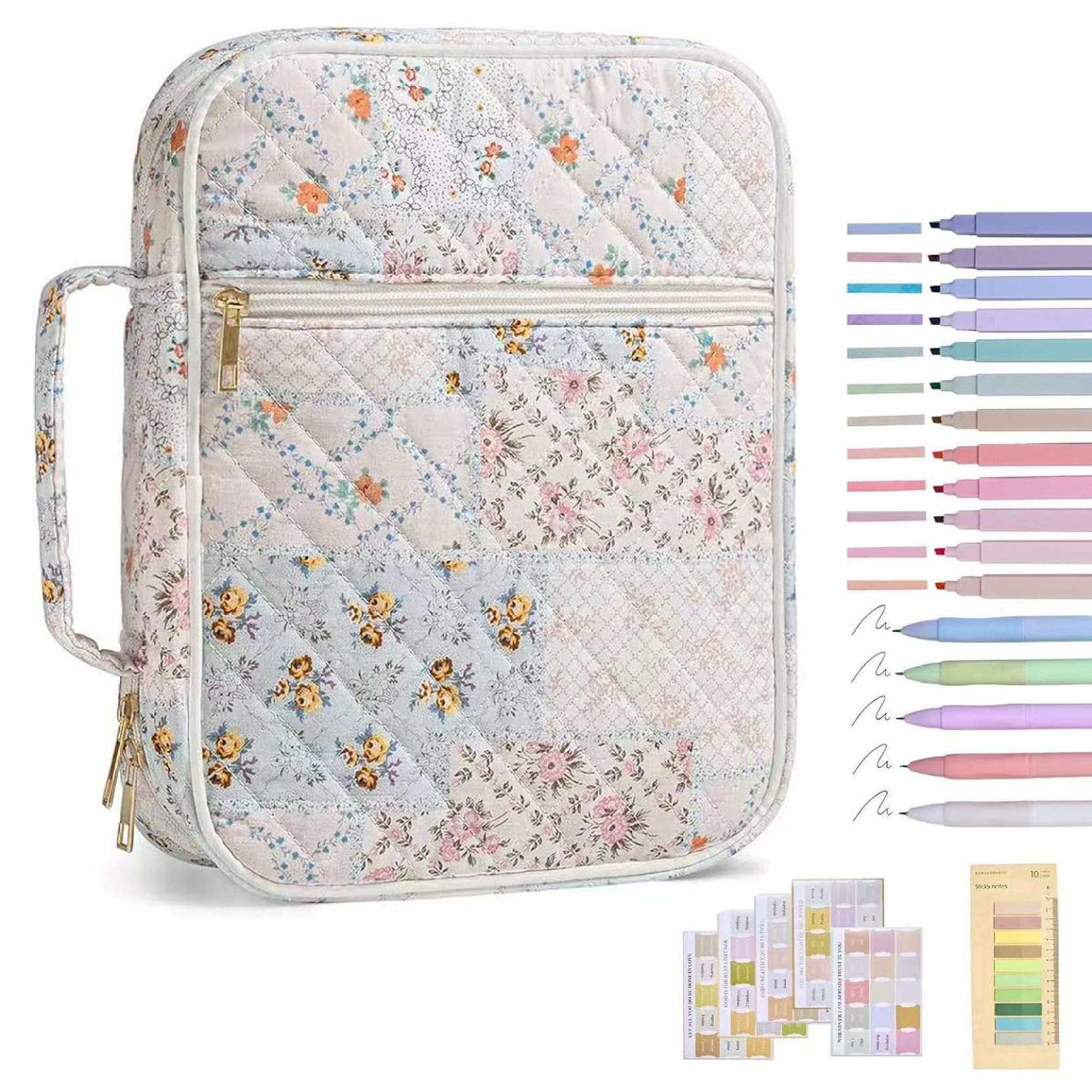 Bible Cover Case for Women|Bible Cover, Portable Quilted Case with Pens & Tabs & Handle for Woman Girls