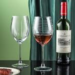 Joeyan Hand Blown Etched Red and White Wine Glasses,Stemmed Glasses with Stripes and Dots Pattern,Clear Carved Long Stem Glassware Set for Wine Tasting Birthday Anniversary Wedding,19 oz,Set of 4
