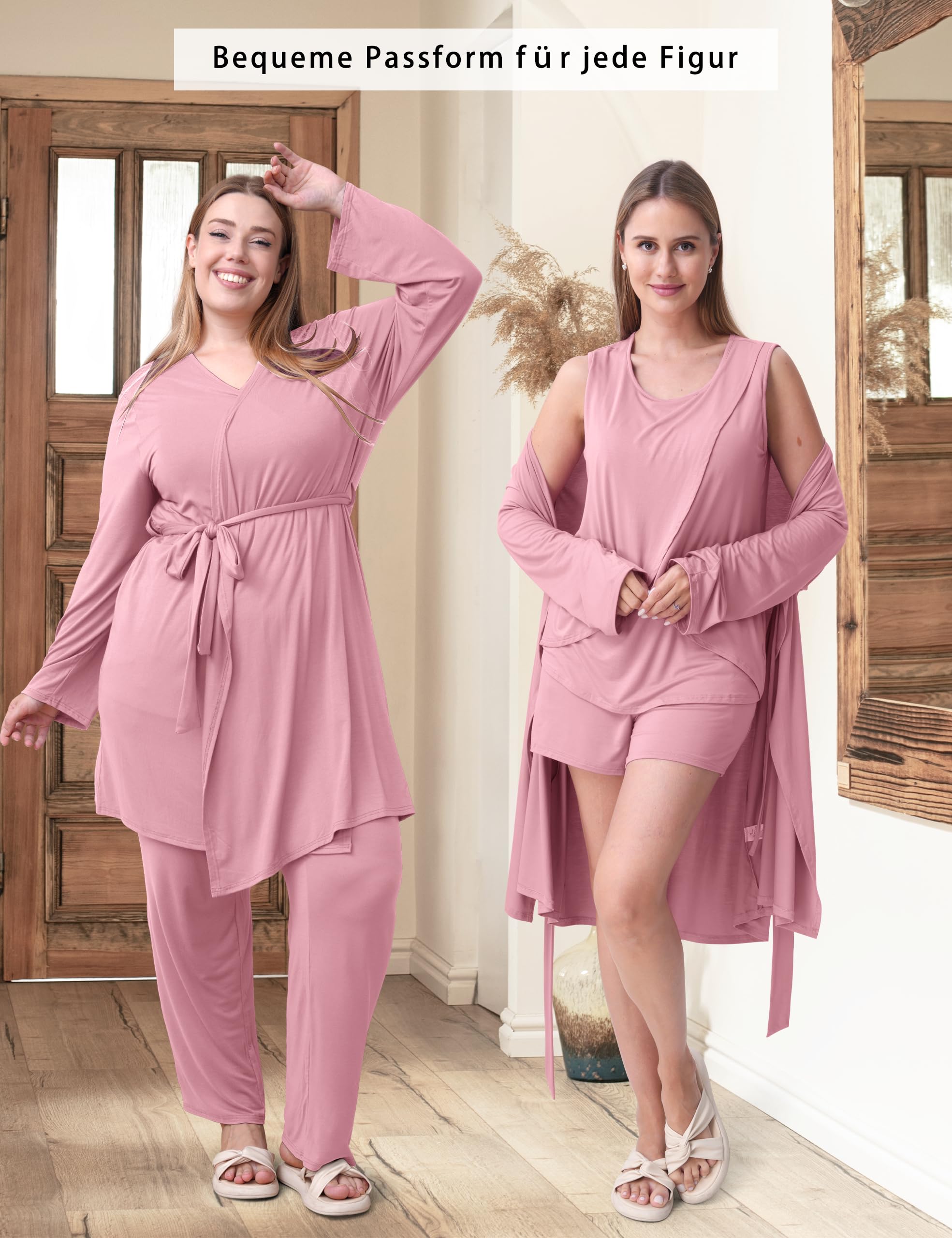 SUNNYBUY Set di 4 pigiami premaman per allattamento con kimono, invisibile, per casa e tempo libero, gravidanza e allattamento