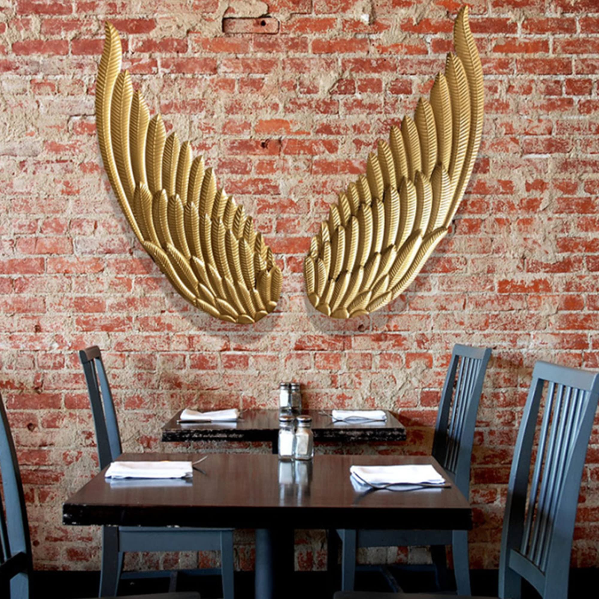 GDHKDDFL Stylish wall decorations, Angel Wings Sculpture Wall Decor Gold, Art Indoor Outdoor Hanging, for Bedroom Living Room