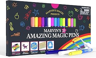 Marvin's Magic - Original x 25 Amazing Magic Pens - Color Changing Magic Pen Art - Create 3D Lettering or Write Secret Messages - Includes 25 Magic Pens