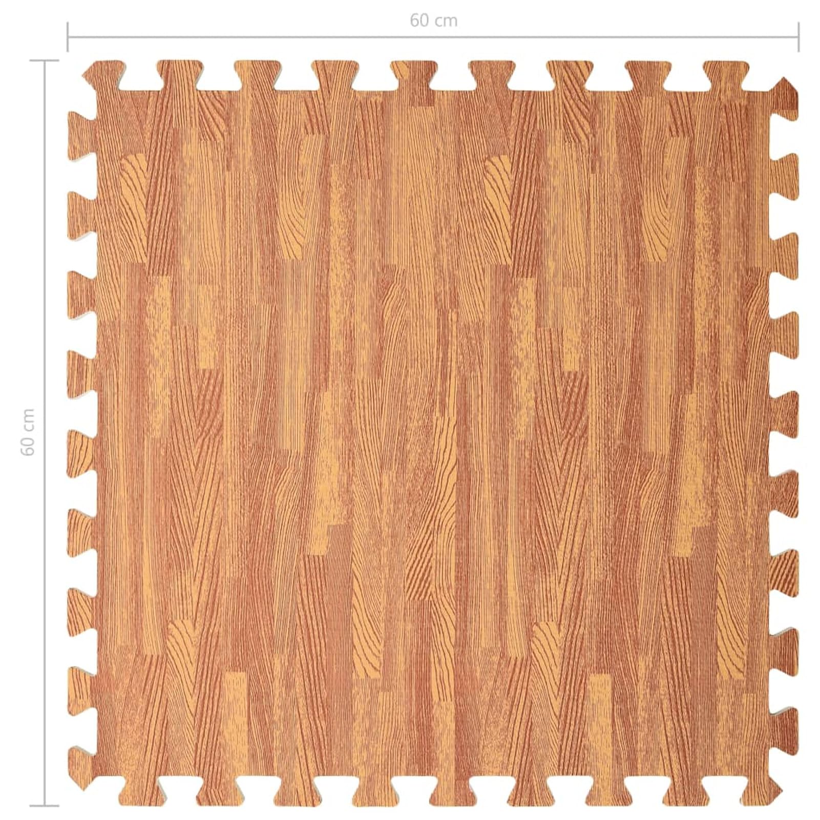 Brokky Tappetino a Incastro 12 pz Venature Legno 4,32 ㎡ Schiuma EVA-Tappeto Da Fitness A Puzzle Materassino Antiscivolo Da Palestra Componibile Con Protezione Antiurto Per Pavimenti, Pesi, Dischi, wor
