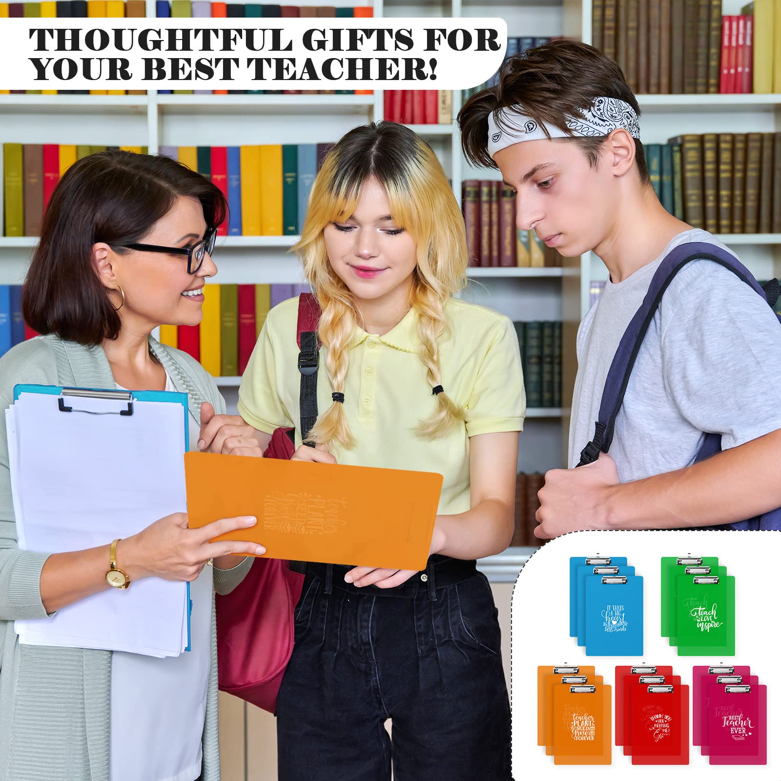 Lehrer-Wertschätzungsgeschenk, Bulk-Kunststoff-Klemmbretter für Lehrer, Farblehrer, Klemmbretter für Abschluss, Schulanfang, Geschenk für Lehrer, Büro, 31 x 22 cm (15 Stück)