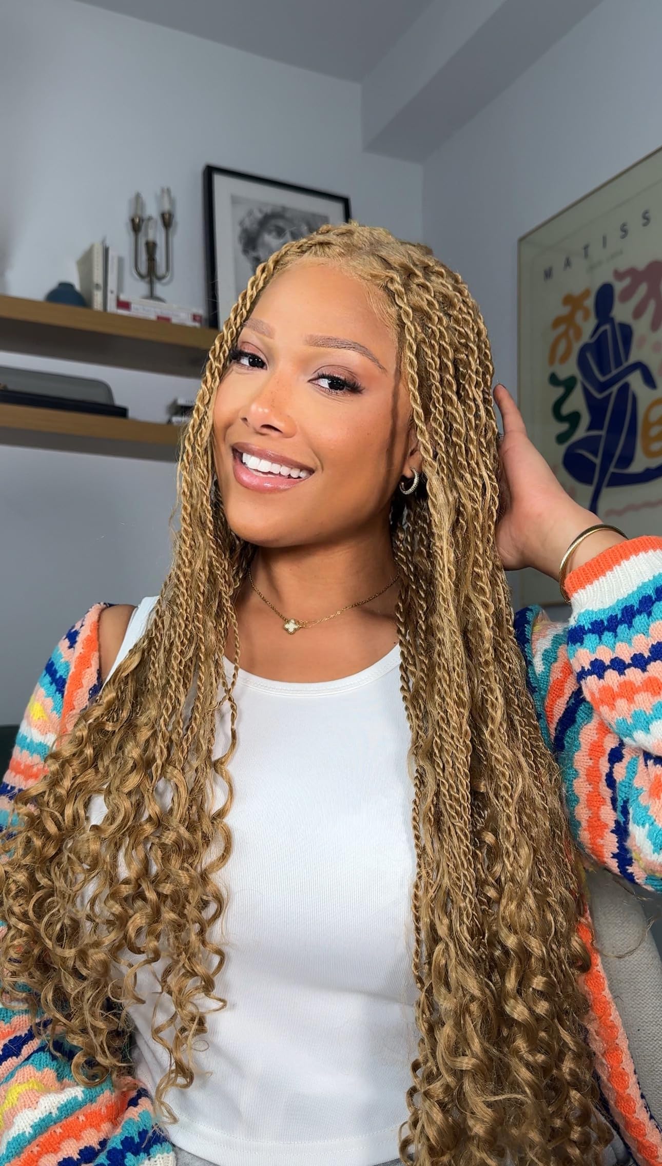 ?Kristin 18” #1B/30 Braided LaceFront WIG *NWT*? Outre Glueless HD Pre-Braided Lace Frontal Wig 13X4 Stitch  main image 3