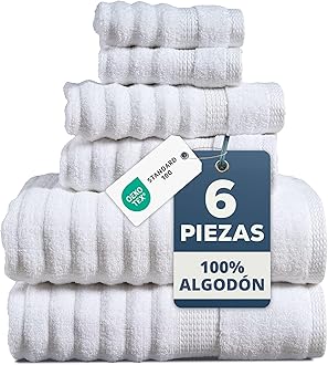 LANE LINEN Bath Towel Set - 6 Piece Cotton Towels - Softer, Highly Absorbent & Fast Drying Towel - 2 Bath, 2 Washcloths, 2 Hand Towels for Bathroom - Hotel Quality, Ideal for Spa & Travel - White