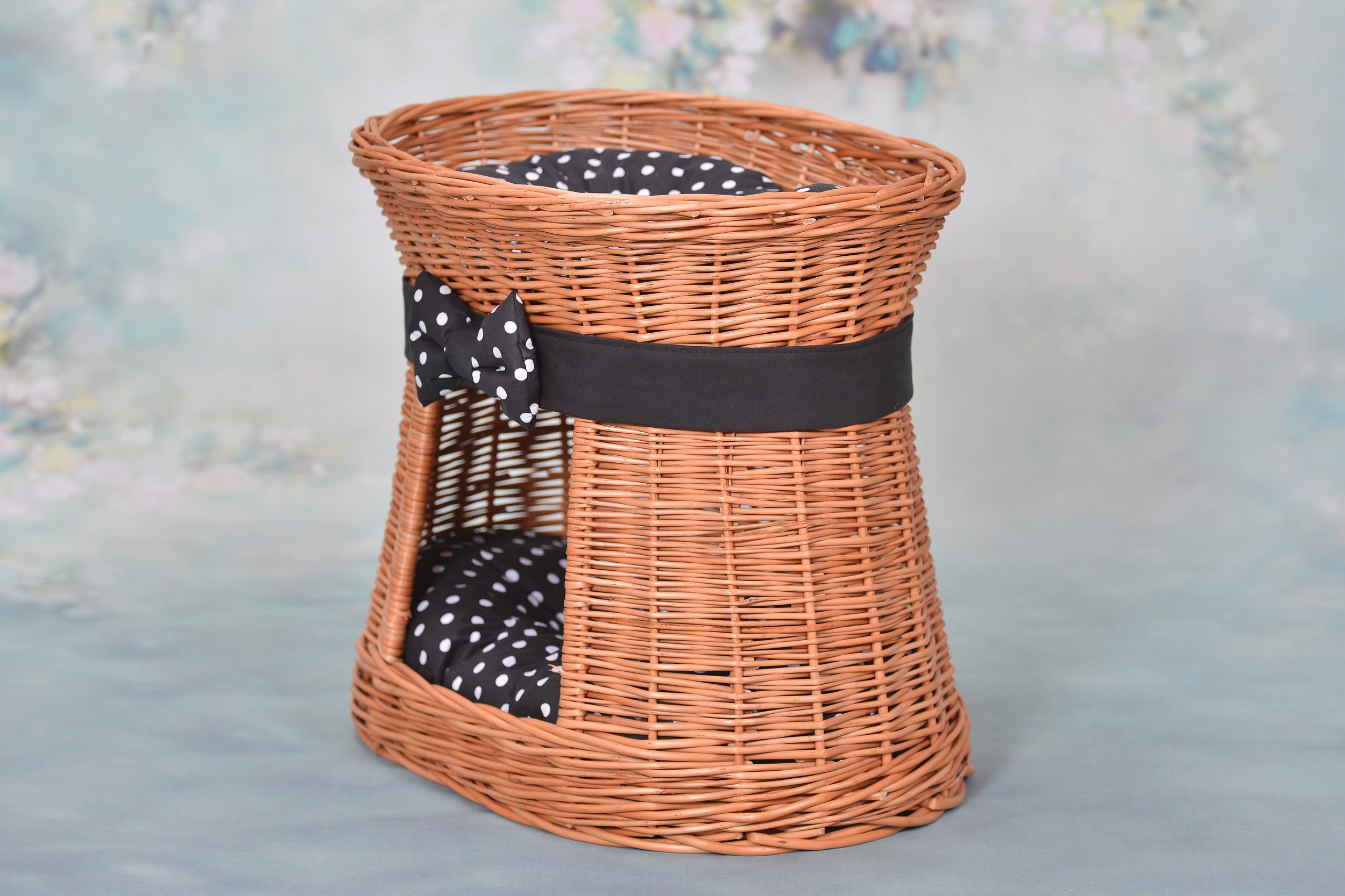 e-wicker24 481-50/PKo1 Katzenkorb aus Weide, Korb, honiggelb, 50 x 40 x 45 cm