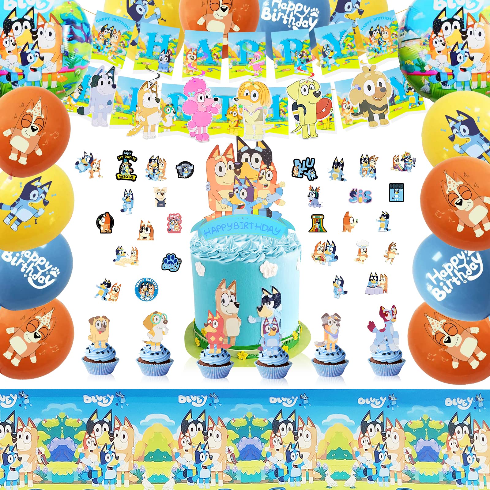 Puppy Blue Dog Party Supplies Set For Kids Birthday Party