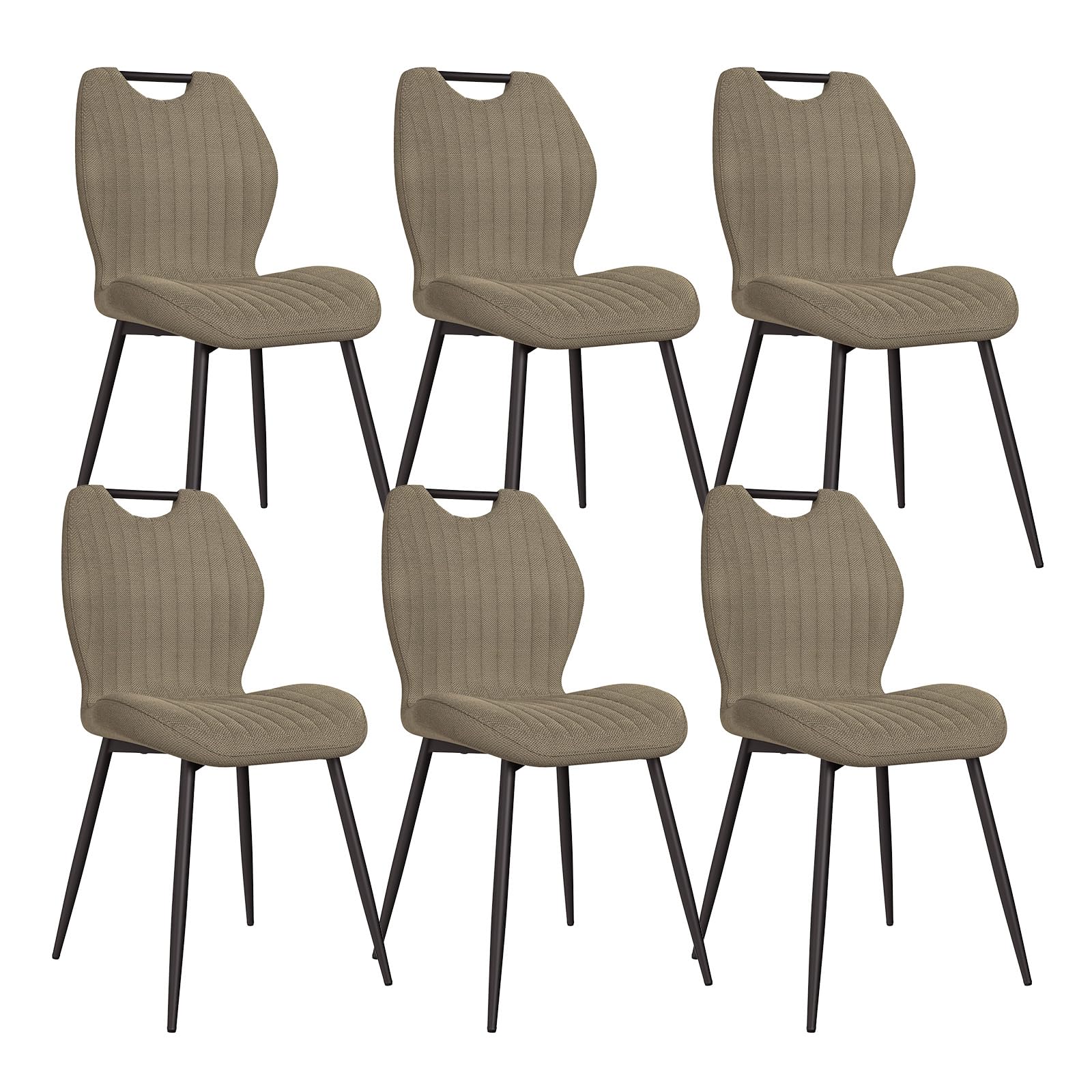 JIJIAN 6er Set Stühle Esszimmer mit Chenille, Braun Esszimmerstühle