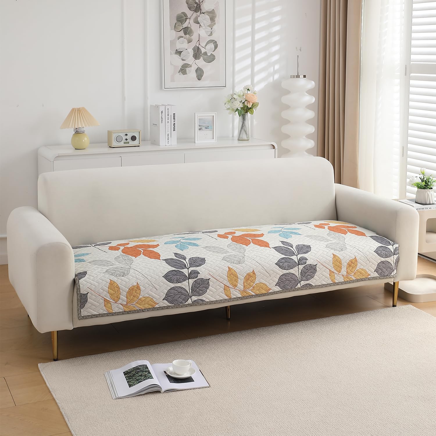 HOKIPO ‘HomeHues Series’ Printed Quilted Sofa Cover Mat for 2 Seater Sofa, Multicolor Leaves (IN-807-D2*1) HOKIPO ‘HomeHues Series’ Printed Quilted Sofa Cover Mat for 2 Seater Sofa, Multicolor Leaves (IN-807-D2*1)