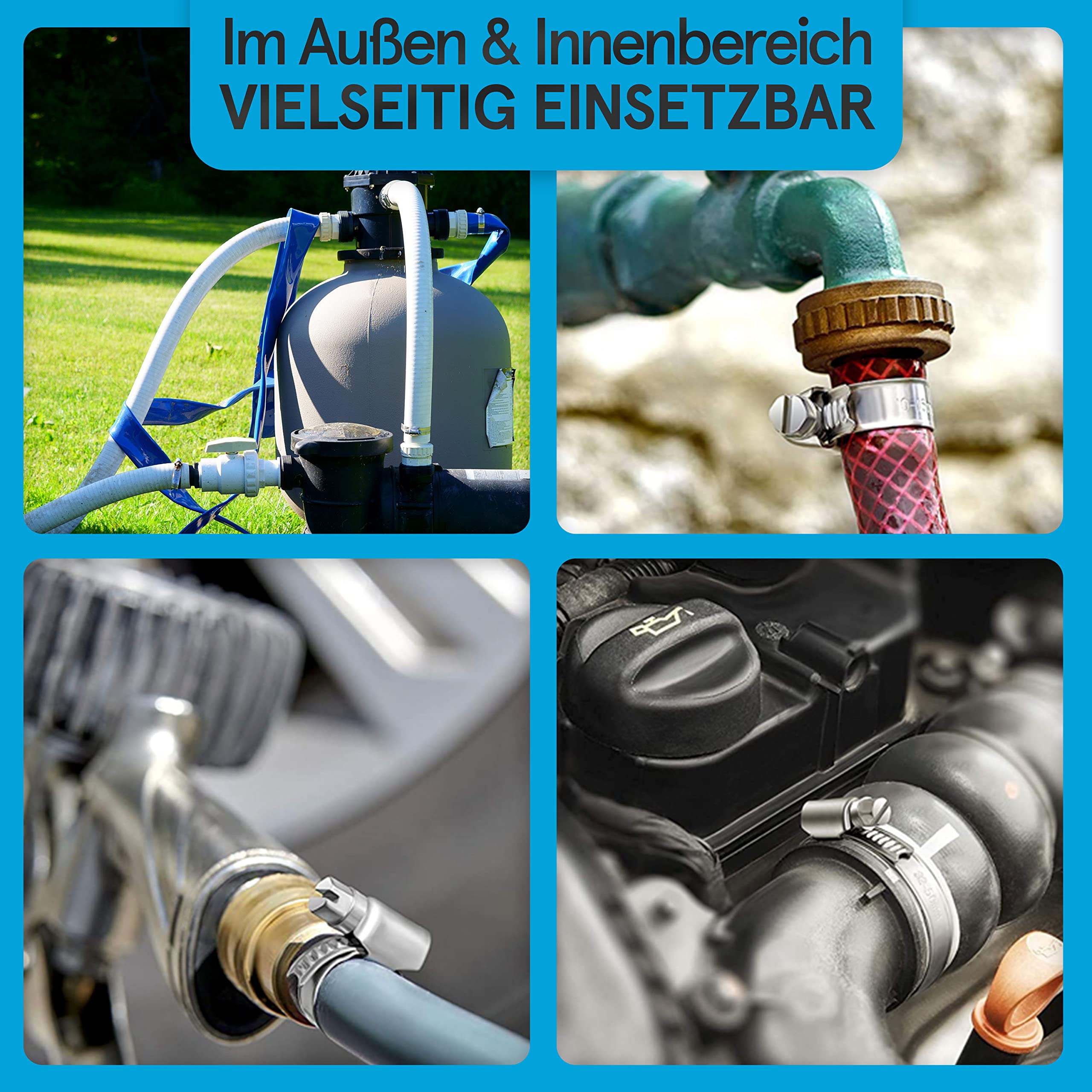 12) Hose Clips (Stainless Steel) - (150 - 170mm) - Forest Of Dean Fasteners