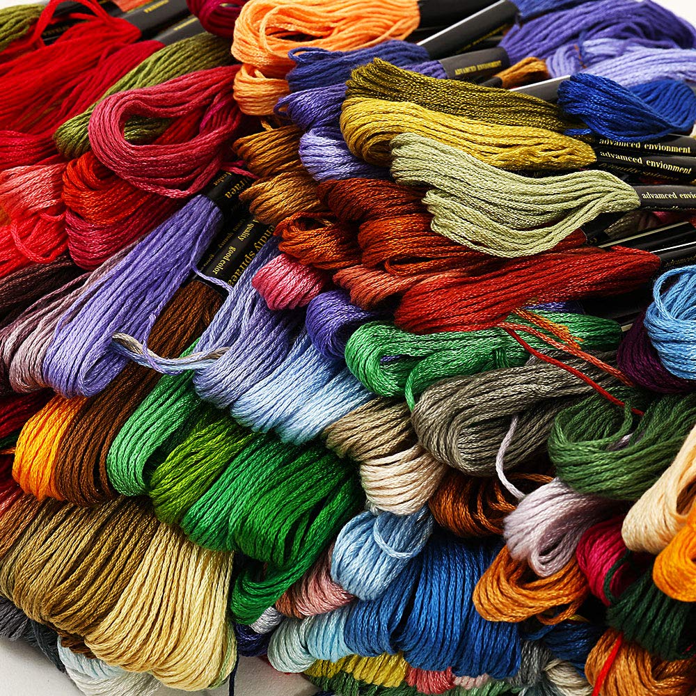 Fil Broderie 100/200/447 pièces mélanger les couleurs fil à broder coton écheveaux de couture artisanat point de croix fil Kit ligne outils de bricolage faire des Bracelets Fil A Broder(447pcs)