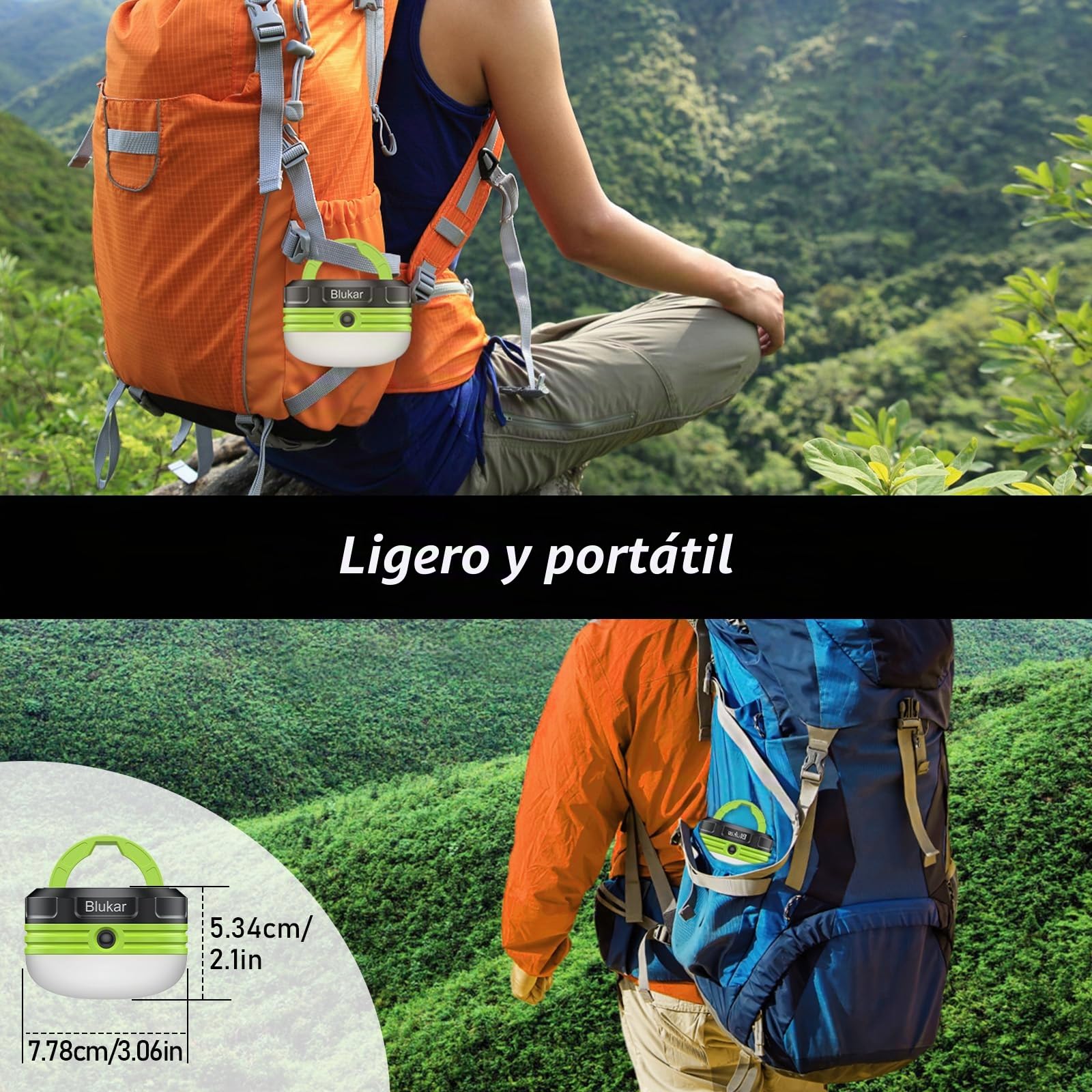 Blukar Lámpara Camping, Linterna Camping Portátil , Linterna de Camping LED con 3 Modos de lluminación y Super Imán para Camping, Senderismo, Pesca