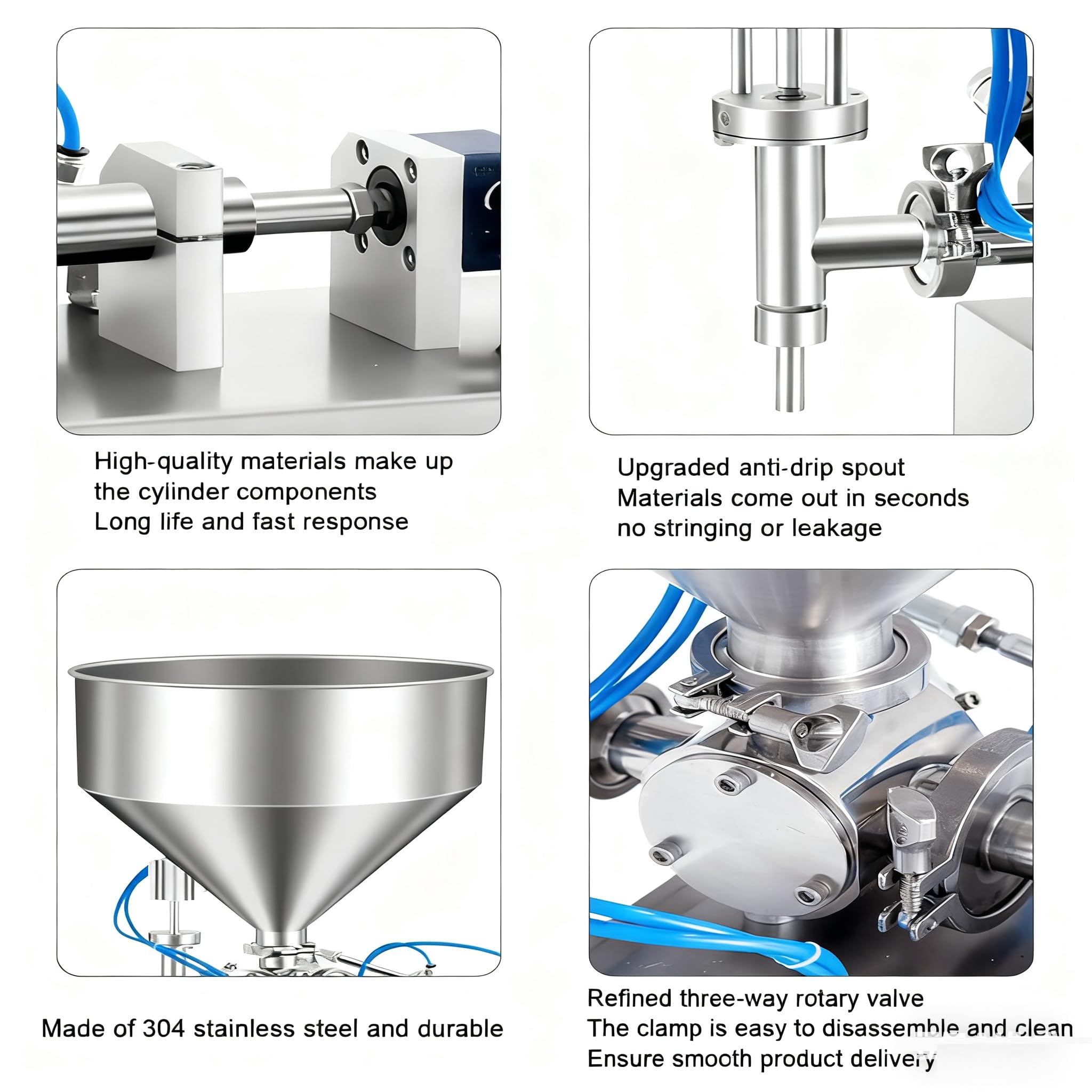 Pneumatic Horizontal Liquid Filling Machine - Industrial No Drip Paste Filler for Manual Automatic Use for Liquid Paste — view 4