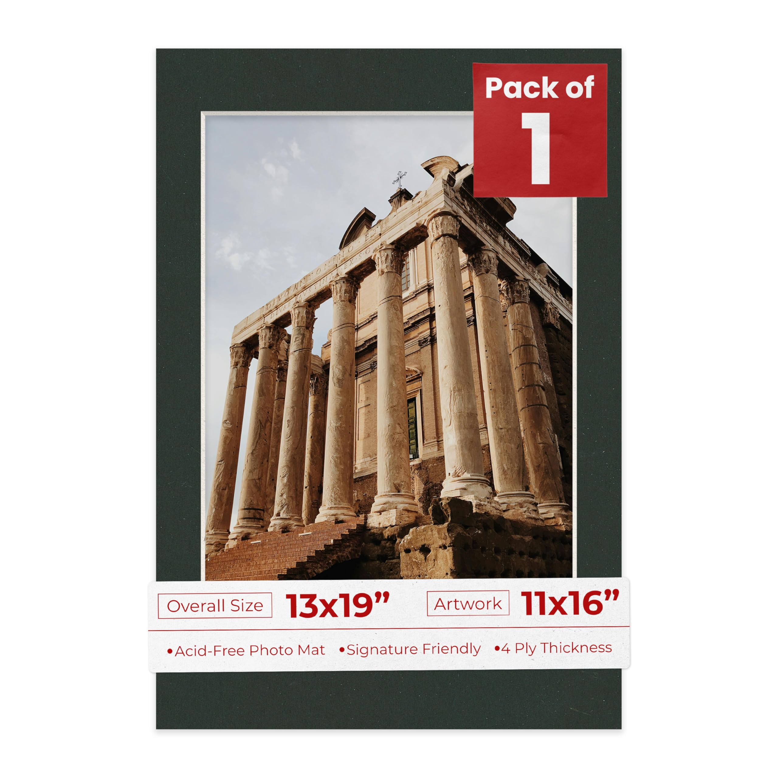 13x19 Mat Bevel Cut for 11x16 Photos - Acid Free Textured Black Precut Matboard - For Pictures, Photos, Framing - 4-ply Thickness-image-23