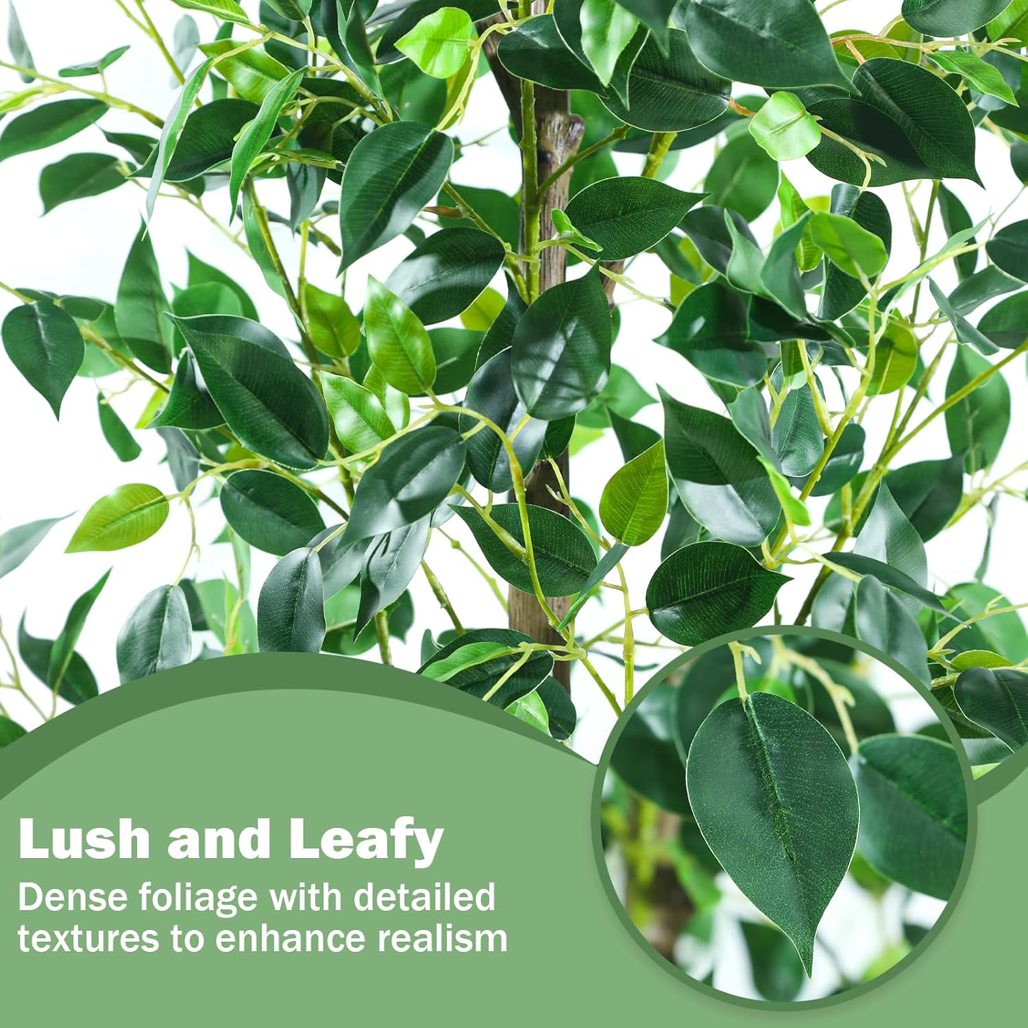 Caxchiling Fake Ficus Tree 6FT, Artificial Tree with Pot for Indoor Outdoor, Lifelike Faux Floor Plants with Moss Topper and Cotton Basket, Home Office Living Room Bedroom Doorway Hallway Decor