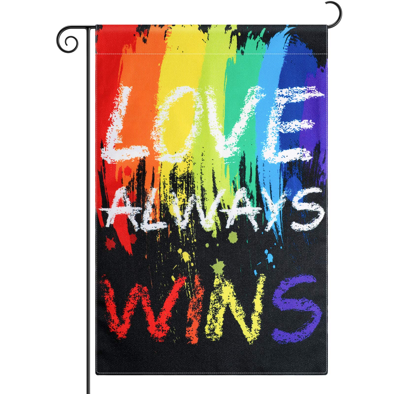 Love Always Wins Rainbow Garden Flag Double Sided Pride Flag Yard Outdoor Decoration 12.5 x 18 Inch