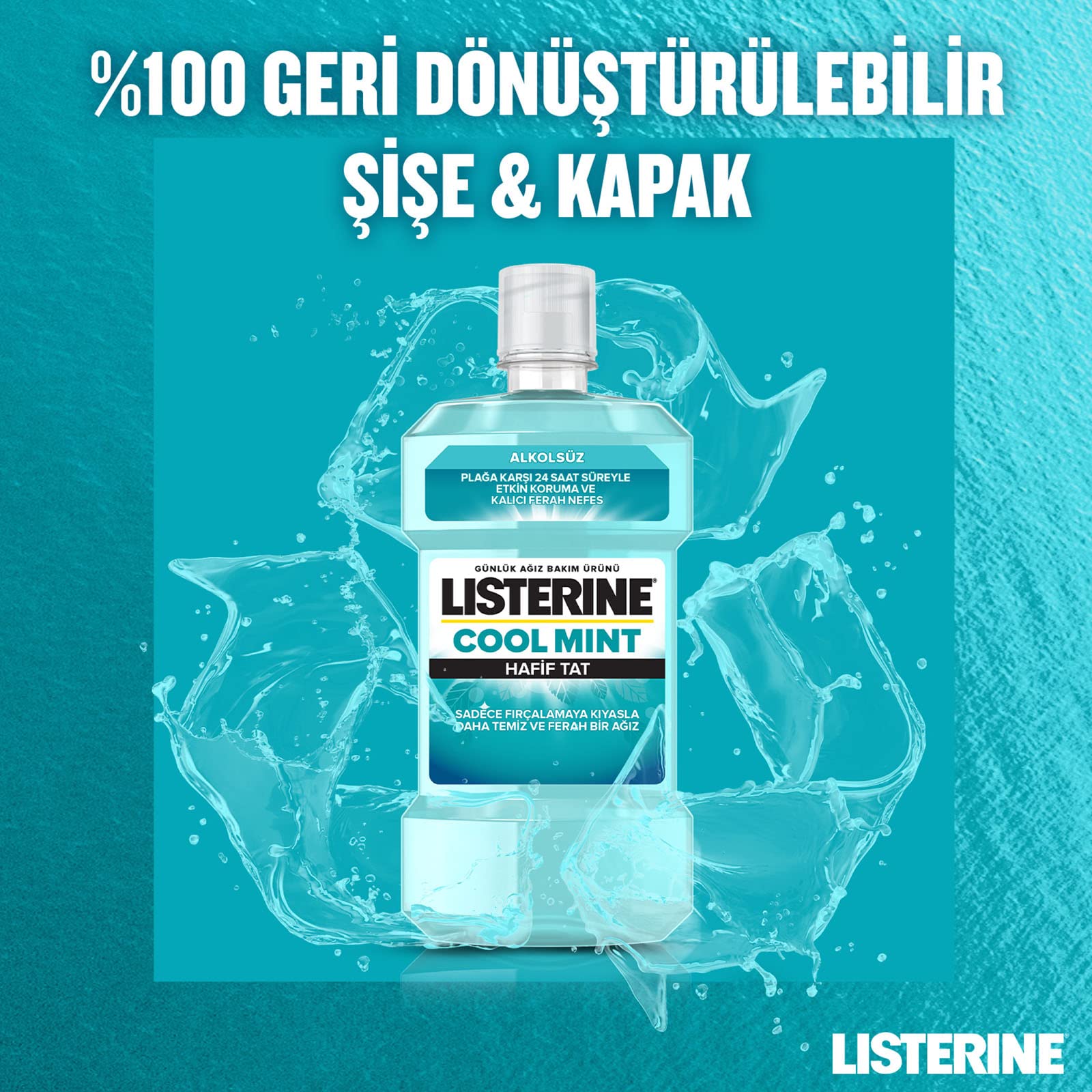 Listerine Cool Mint Hafif Naneli Alkolsüz Günlük Ağız Bakım Ürünü (1 x 500 mL)