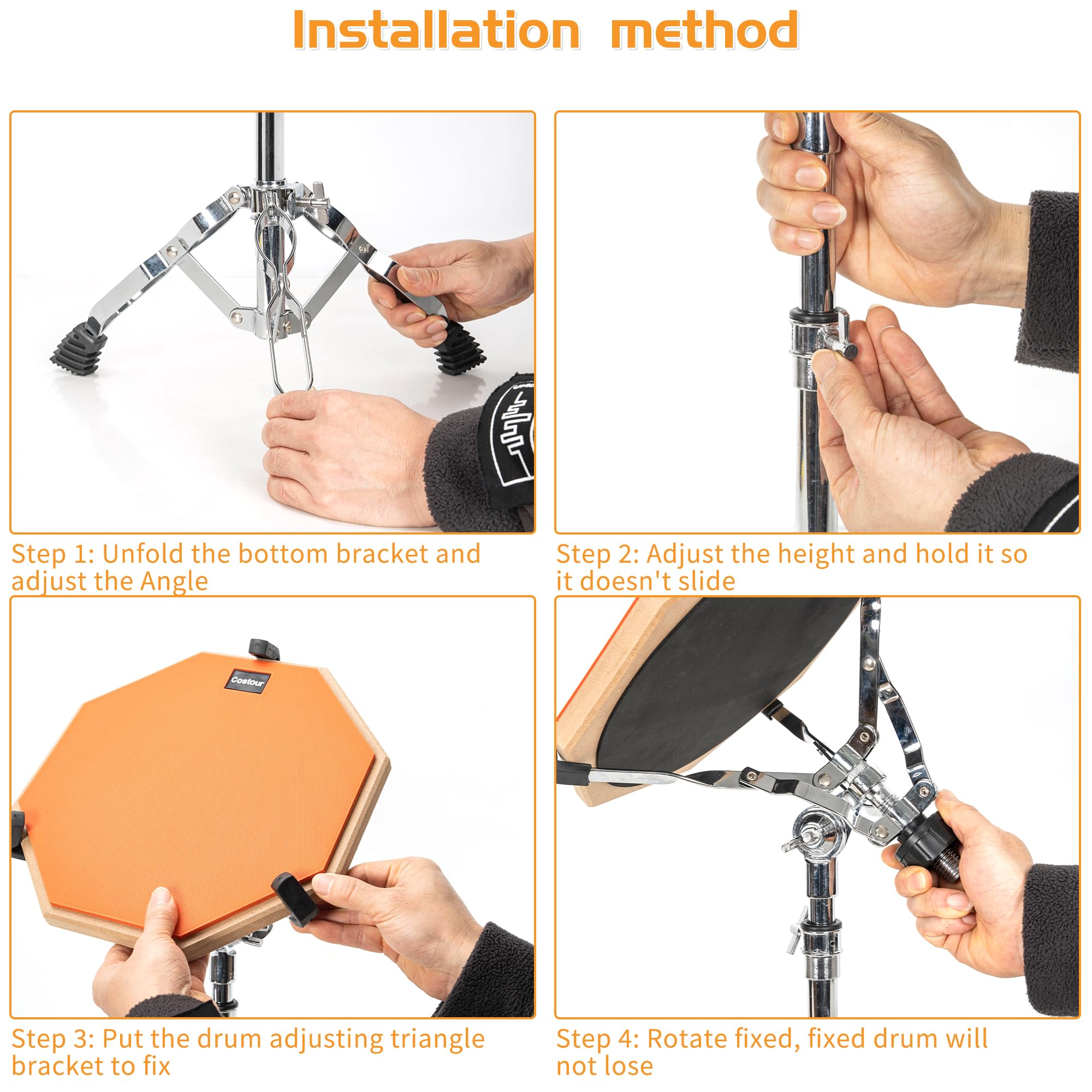 Support De Caisse Claire Réglable - Avec Porte-Baguettes, Pour Tambours 25-35cm