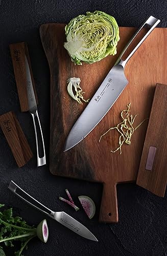 Miniatura 4 de Cangshan TN1 Series 1021936 Juego de cuchillos de iniciación de acero forjado 14C28N sueco de 3 piezas con fundas de madera