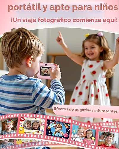 Miniatura 9 de Cámara instantánea digital portátil, cámara dual trasera y frontal de selfie para niños, con videos de 1080P, regalos de cumpleaños y festividades