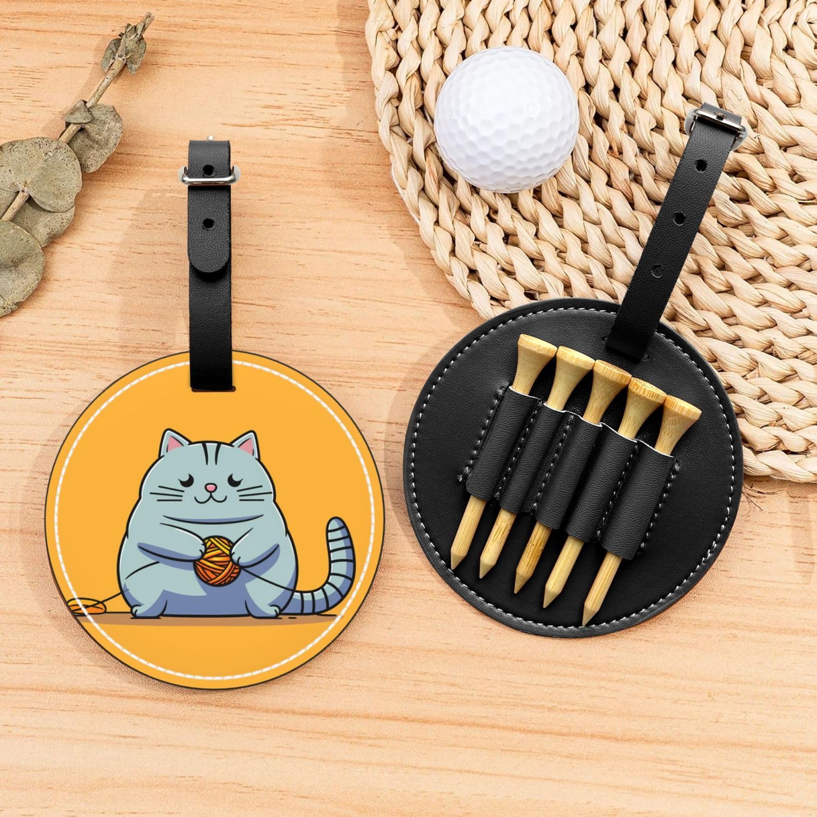 Cat Playing with Ball of String Black Golf tee Storage Bag - Durable and wear-Resistant Golf Accessories
