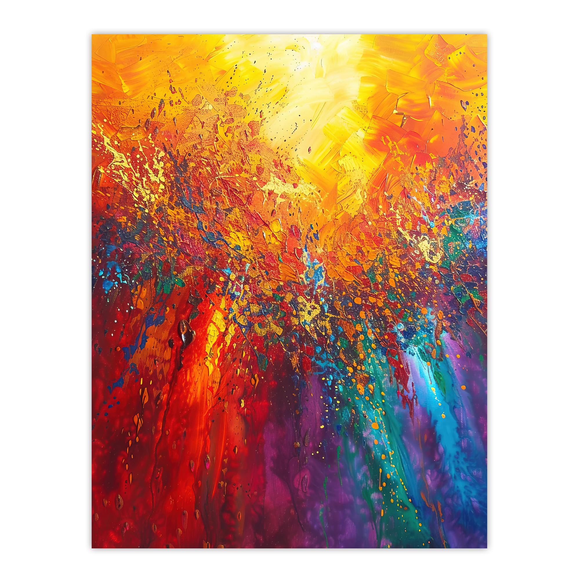 Artery8 Rainbow Sunrise Sunset Wave Abstract Painting Living Room Large Wall Art Poster Print Thick Paper 18X24 Inch