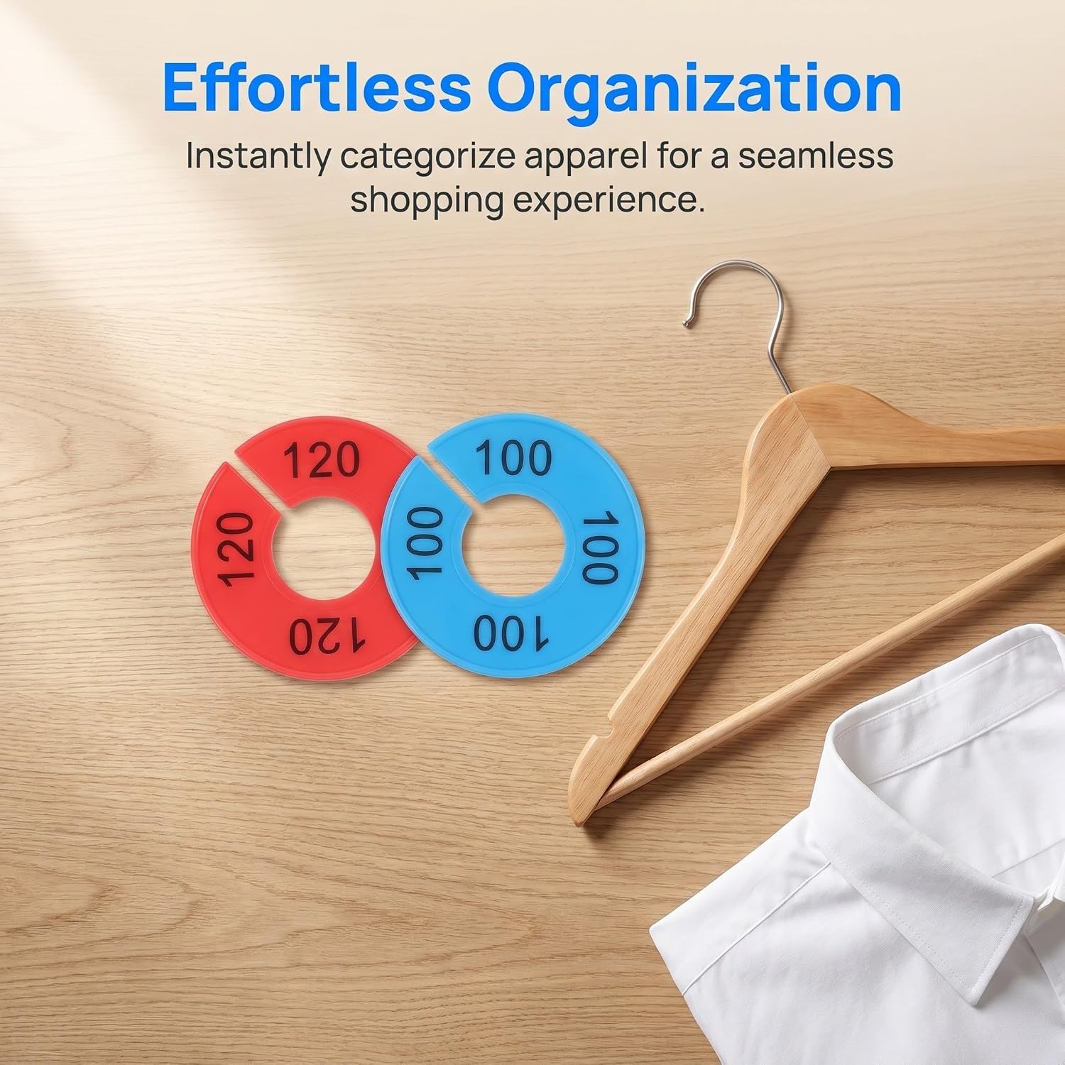 10pcs round Clothes Size Dividers for Clothing Racks, Plastic Wardrobe Size Separators with Visual Guidance, Sturdy for Commercial Racks and Fitting Rooms Organization