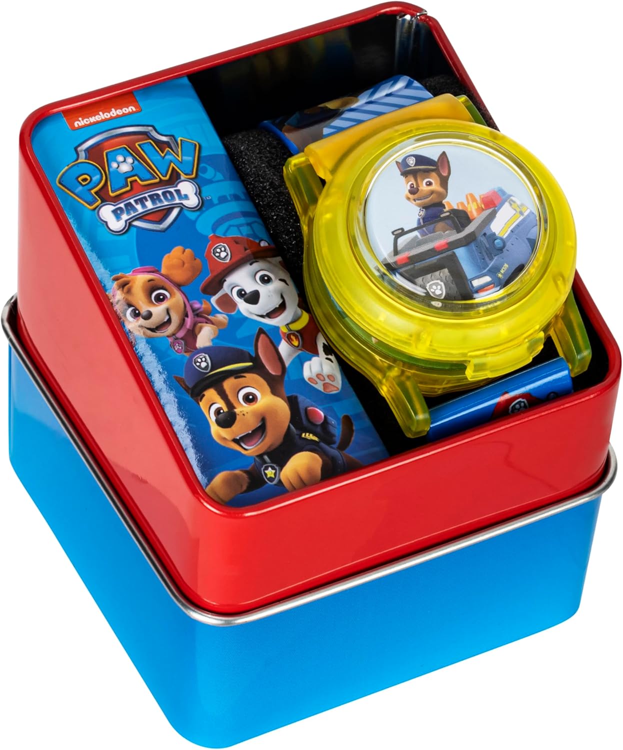 Nickelodeon Paw Patrol Pop-Open LCD Watch for Kids with Flashing Lights, Full-Color Character Strap, Dual-Layer Dial Design, Gift Tin Box Packaging, Fits Wrists 5.5" to 8" - Image 7