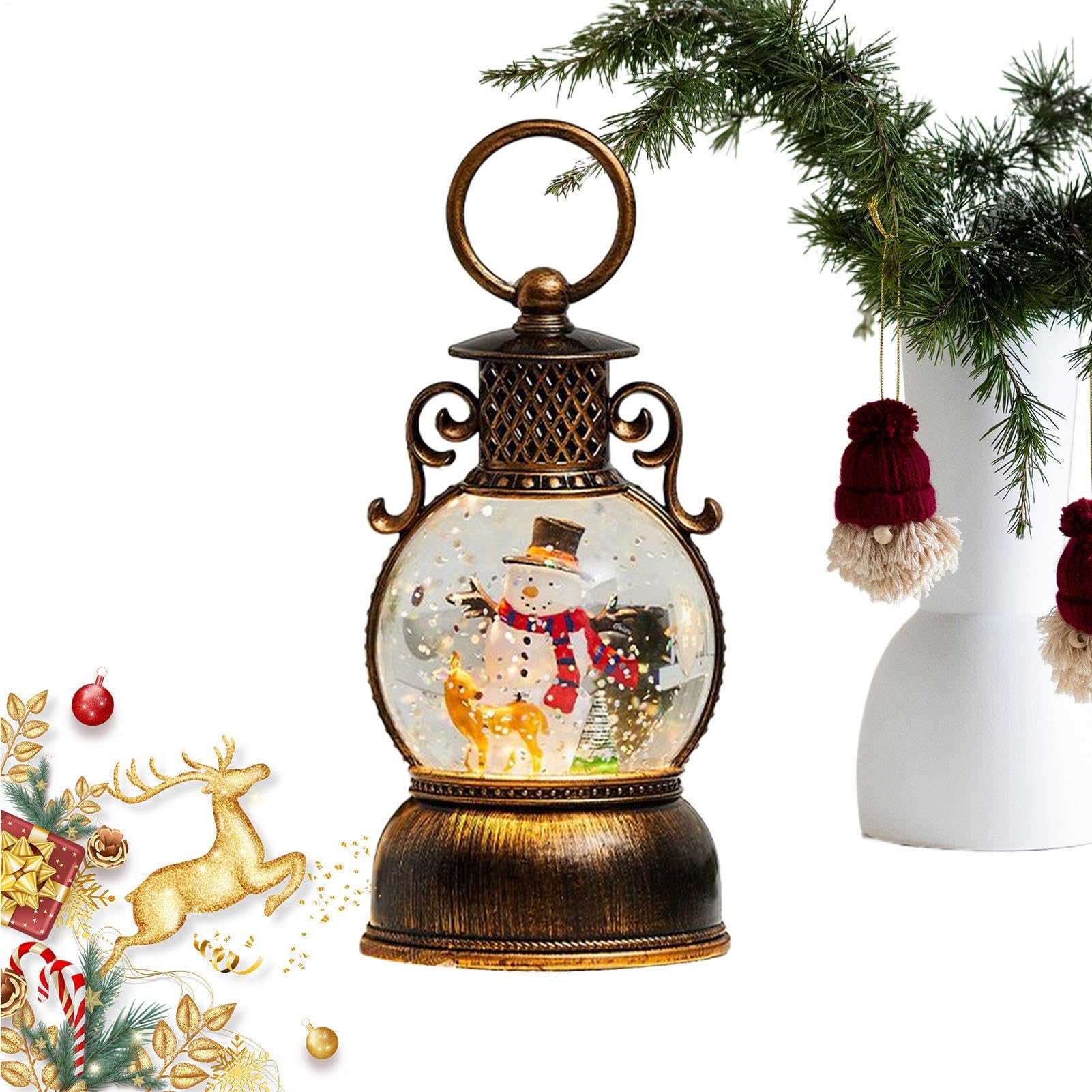 Bola de nieve de Navidad luminosa y accesorios de decoración para la chimenea del hogar