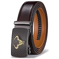 BULLIANT Cintura Uomo, Cintura Pelle Uomo Cricchetto Automatica Fibbia 35mm,Trim Regolabile per Adattars,Caffè Marrone1203,125cm/36