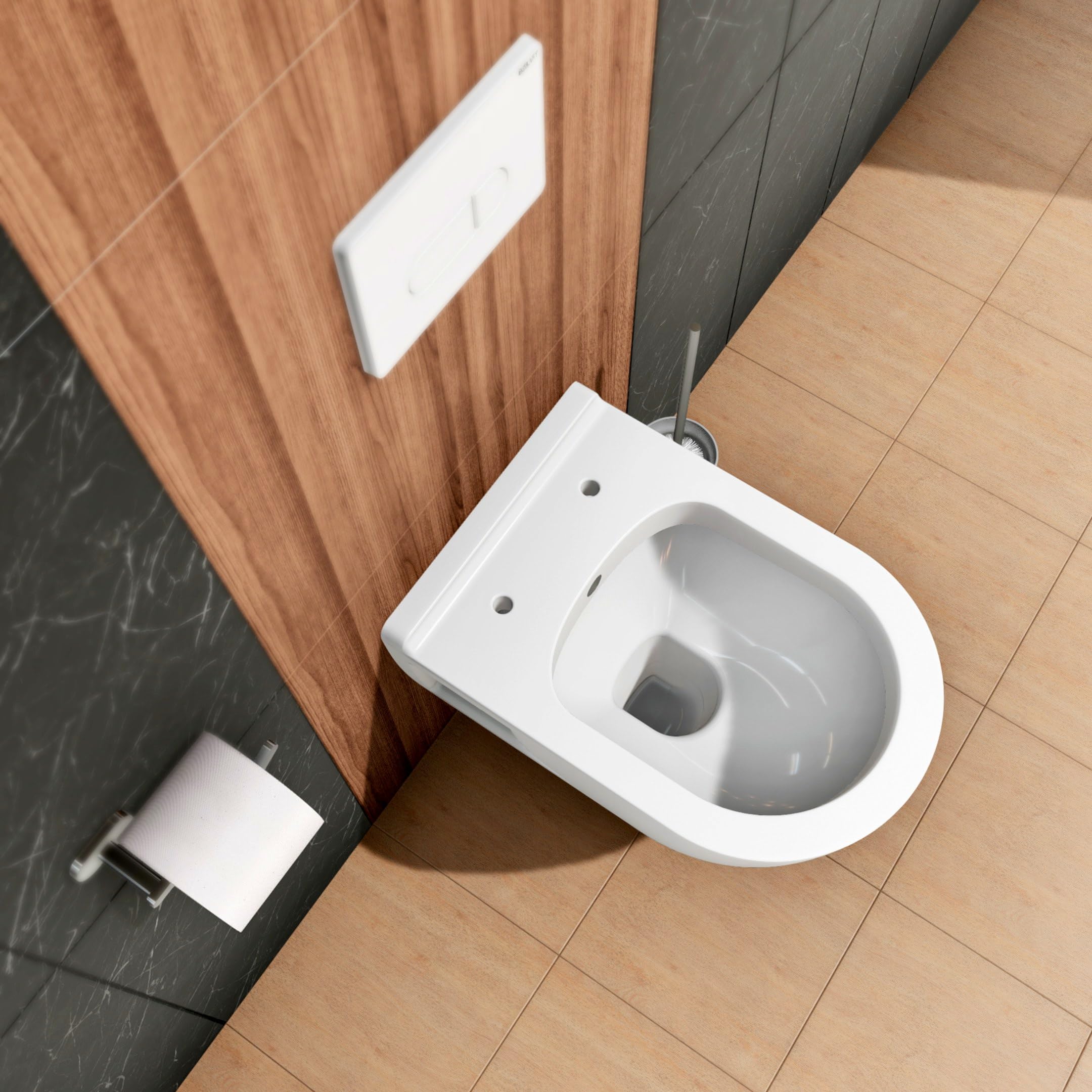 ALONI Wand-WC mit Bidet-Funktion, Weiß | Hänge-Toilette, Taharet-WC