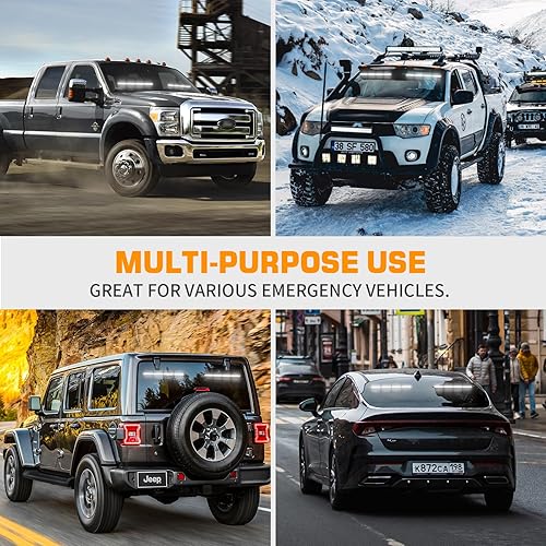 Miniatura 6 de XRIDONSEN 2 barras de luz blanca de 18.5 pulgadas para asesor de tráfico, 48 luces LED estroboscópicas de emergencia, luces intermitentes de