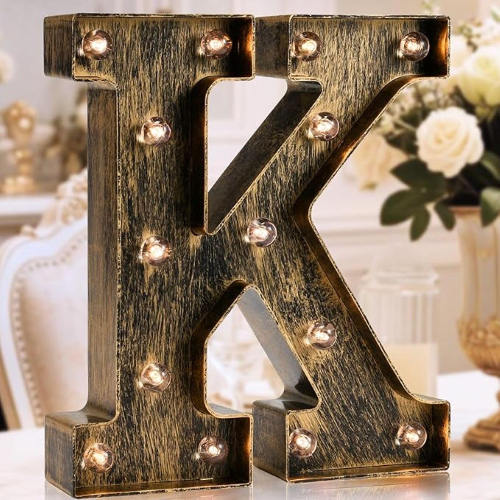 Jemnpela LED Marquee Letter Number Sign Lights Glitter Light Up Alphabet Figure Night Light for Birthday Party Wedding Home Bar Holiday Wall Decoration