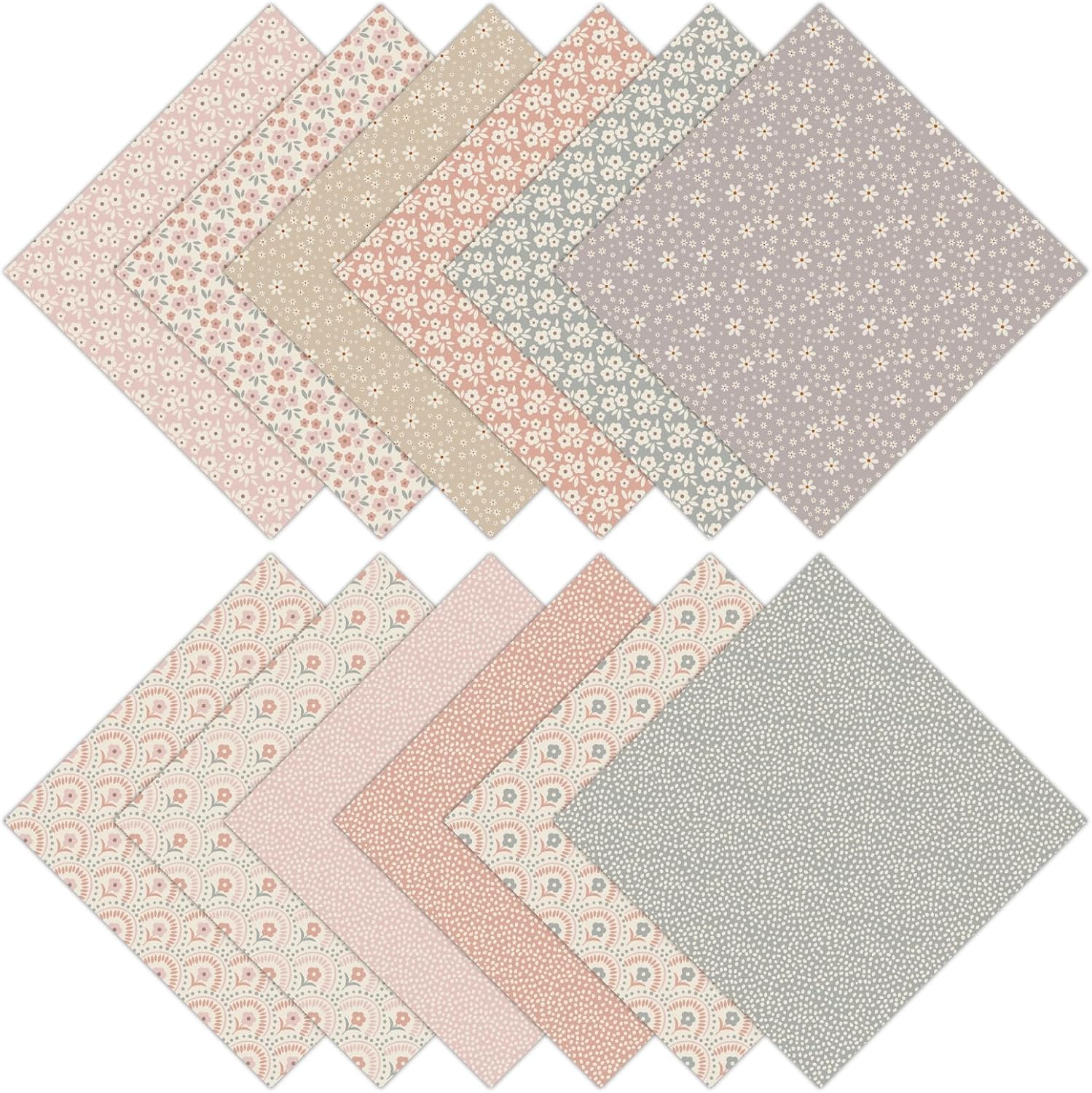 24 Sheets Vintage Boho Floral Scrapbook Paper Pad, 6x6 inch Heavyweight 160GSM Single-Sided Paper, Little Flowers Patterned Paper for Card Making Junk Journals DIY Crafts Photo Album