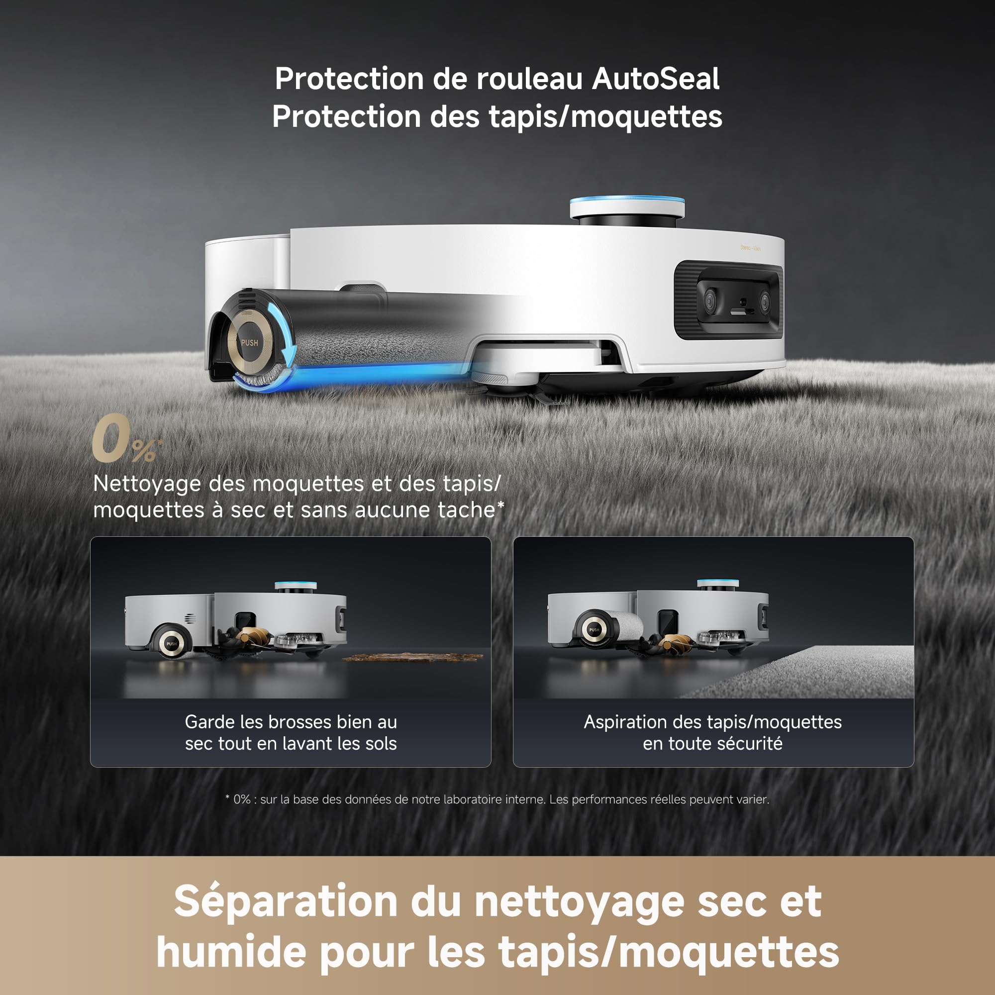 dreame Aqua10 Ultra Roller Complete Robot Aspirateur, Nettoyage Automatique du Rouleau, Aspiration de 30 000 Pa, Évitement d'obstacles de 8 cm, Vidage Automatique, Commande Vocale Intelligente, Blanc