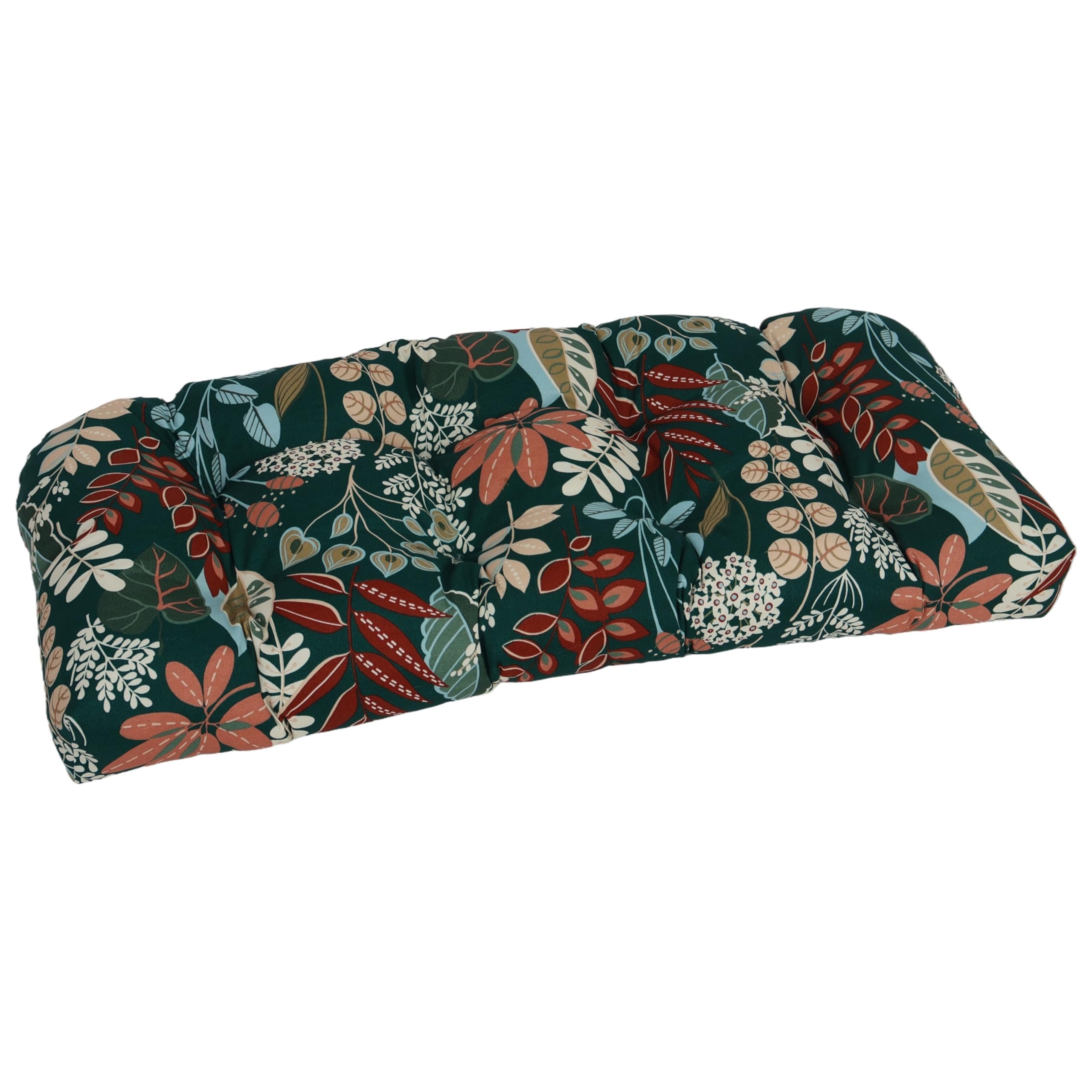 blazing needles outdoor rounded back loveseat cushion, 42" x 19", windcrest spruce