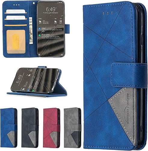 Miniatura 1 de Funda para Moto One Zoom compatible con Motorola One Zoom Phone Case Flip Stand Funda de piel sintética BF05-Azul