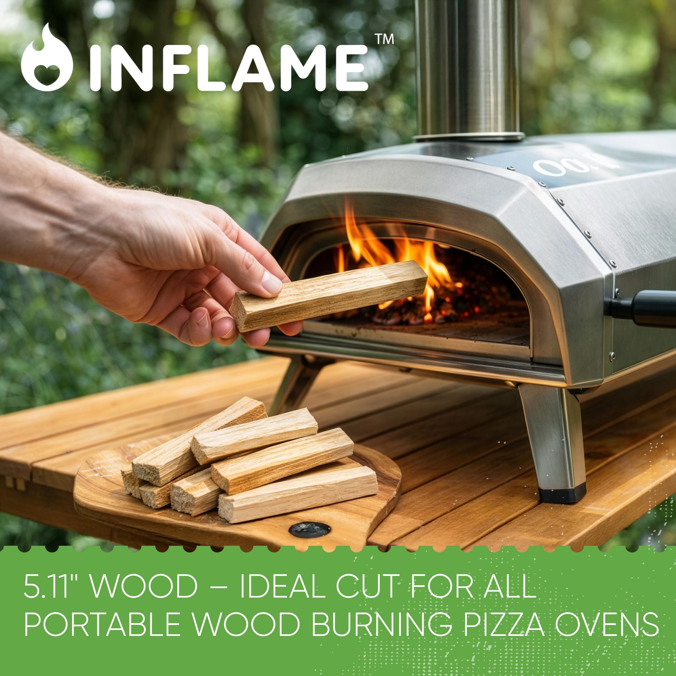 Inflame Buchen-Pizzaofen Holz – ofengetrocknete 12,7 cm Minischeite, Rindenfreies Brennholz für Pizzaöfen, Ooni, Gozney, Soloherd, BBQ, Grills & Smoker