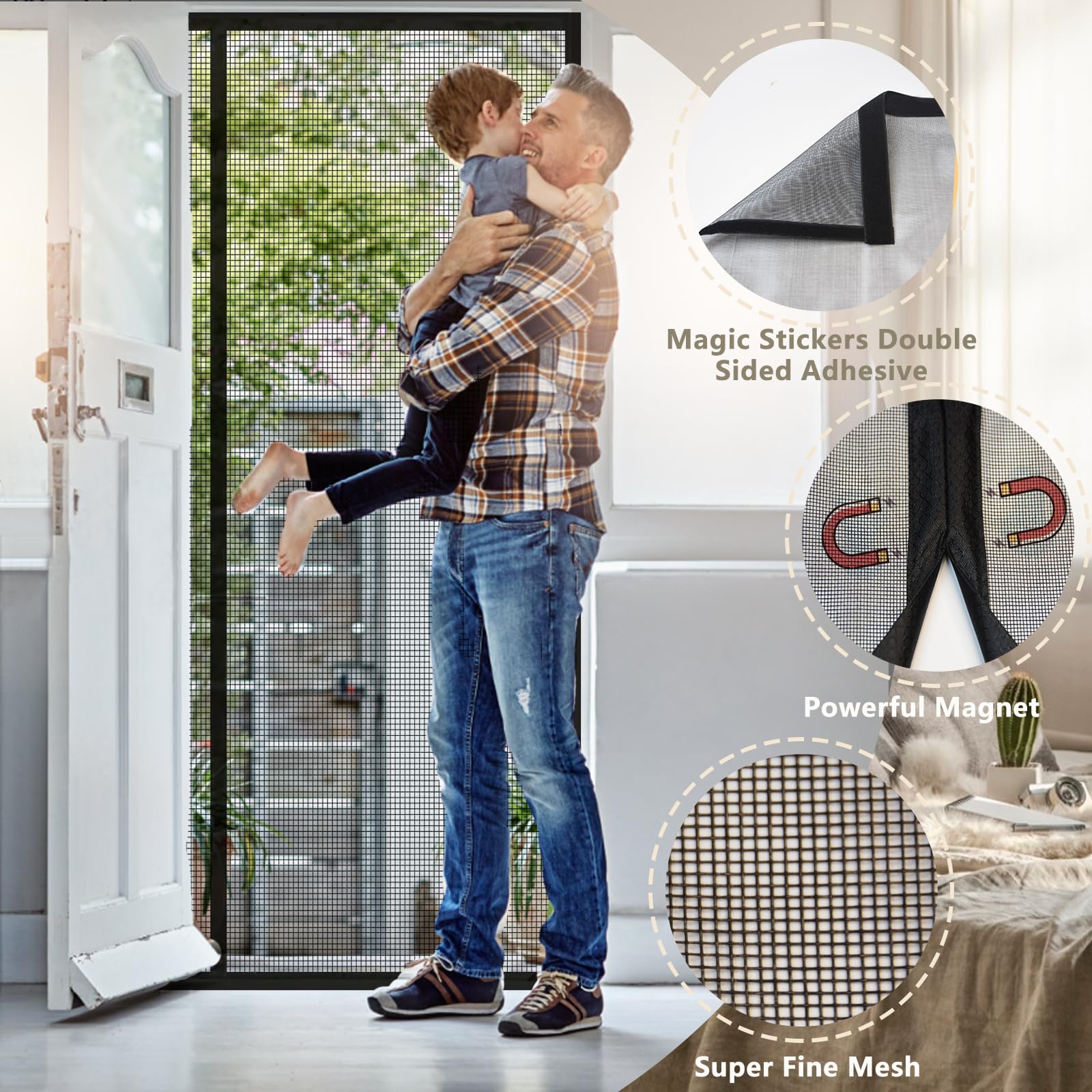 Magnet Fliegenvorhang Für Türen – 230x210 Cm, Klebemontiert, Ohne Bohren